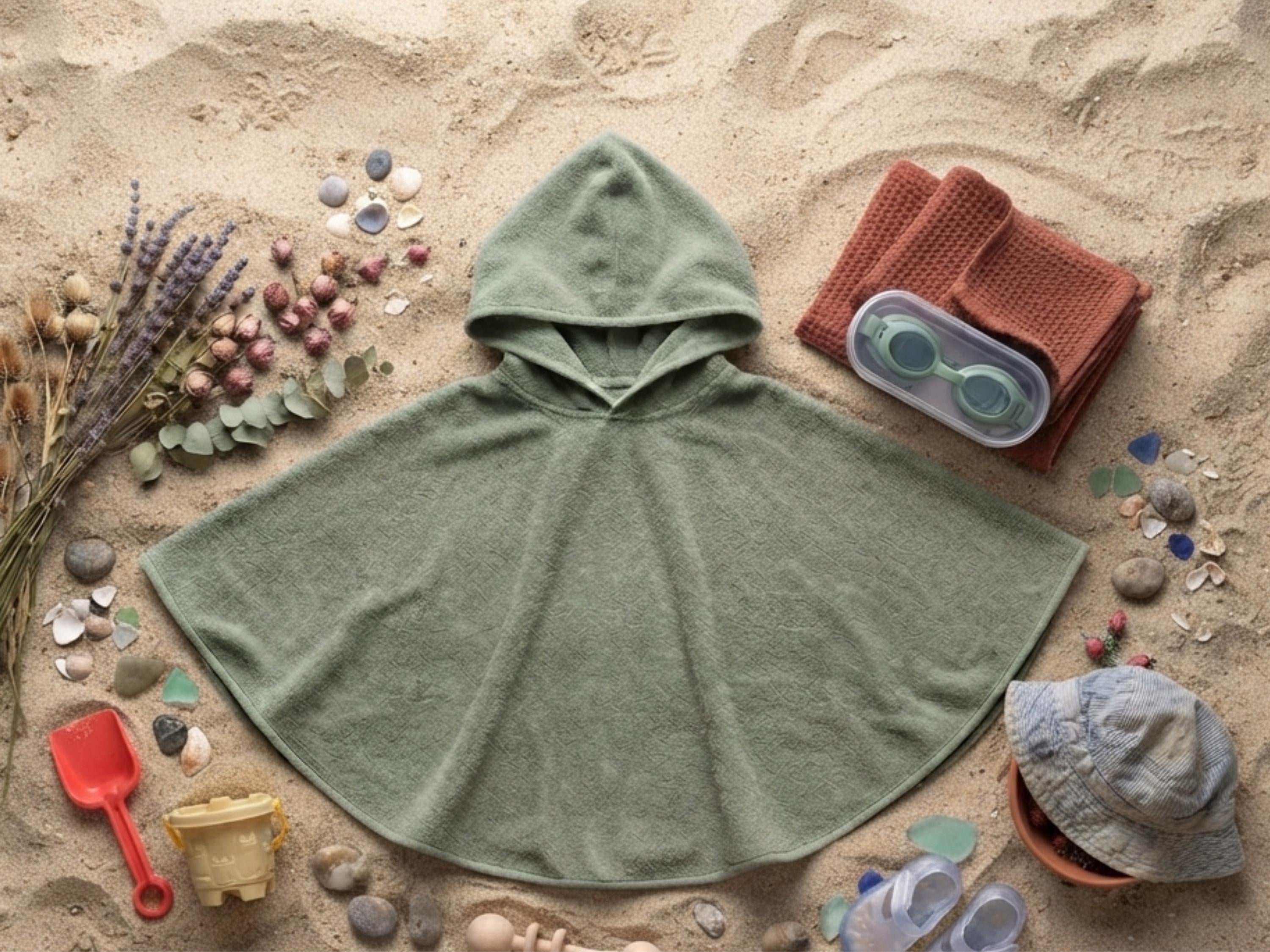 Hooded Towel Poncho Sewing Pattern Kids, Beach Bath Poncho PDF, Baby Toddler Hooded Towel, Beginner Sewing 0-6M to 3-4Y