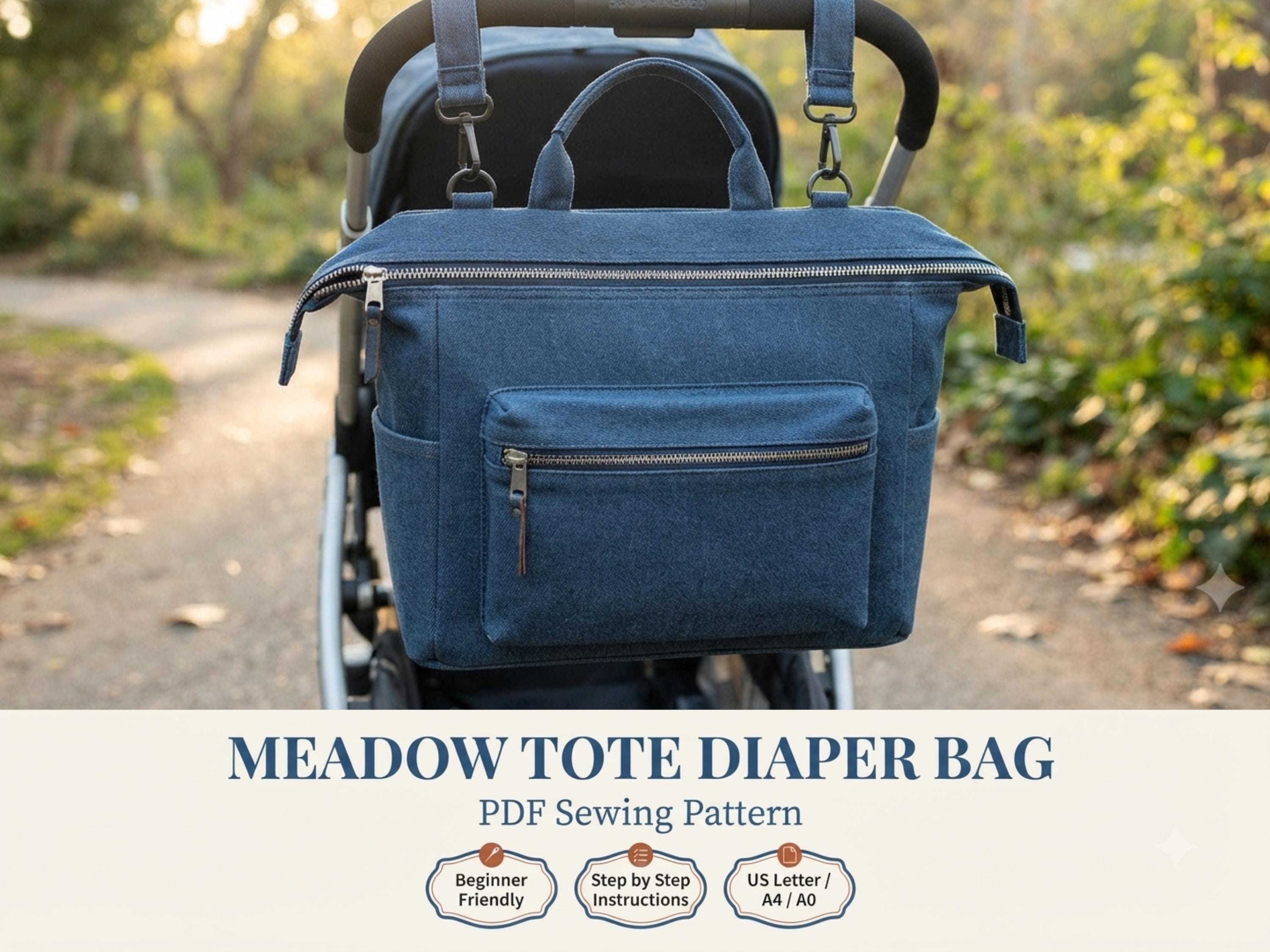 Diaper Bag PDF Sewing Pattern, Stroller Bag Sewing Tutorial, Boxed Tote Bag Pattern, Baby Bag DIY, Newborn Gift Idea, Instant Download