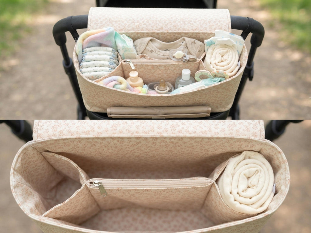 RETIREMENT SALE *Pram Caddy Sewing Pattern PDF, Stroller Organizer Bag Tutorial, Bow Accent Caddy, Baby Shower Gift Idea, Beginner Sewing