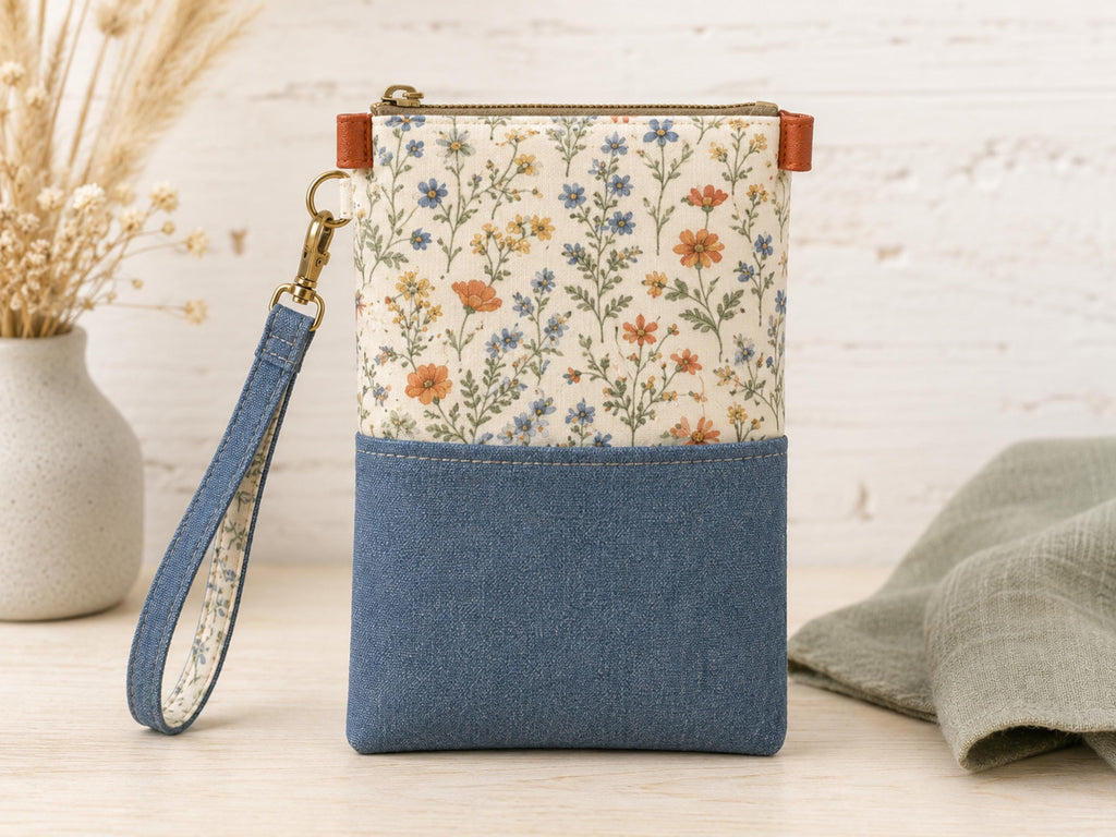 Phone Wristlet Sewing Pattern, Crossbody Zip Pouch PDF, Cell Phone Bag with Front Pocket, Wristlet & Crossbody, 2 Sizes
