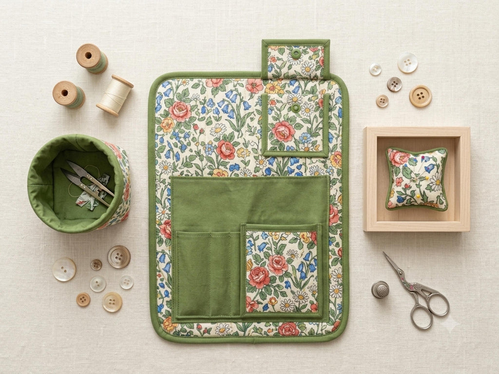 Armchair Sewing Caddy Pattern PDF, Sofa Arm Organizer, Pincushion & Thread Catcher Bundle of 3, Sewing Room Caddy, Beginner Pattern