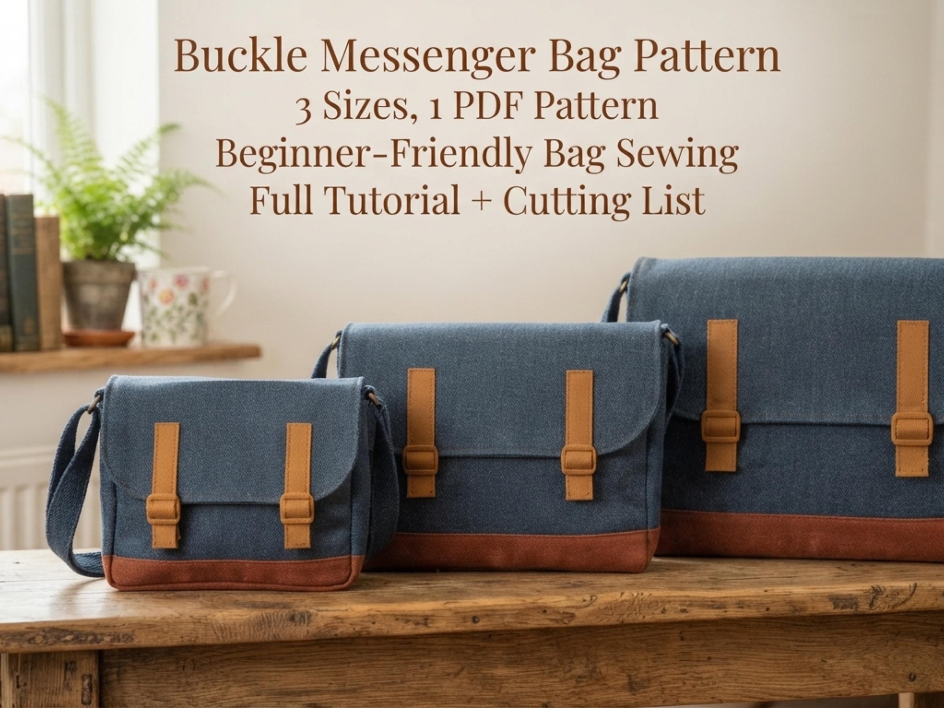 RETIREMENT SALE *Buckle Messenger Bag Sewing Pattern, Structured Flap Crossbody Tutorial (SML Sizes) (Digital Download)