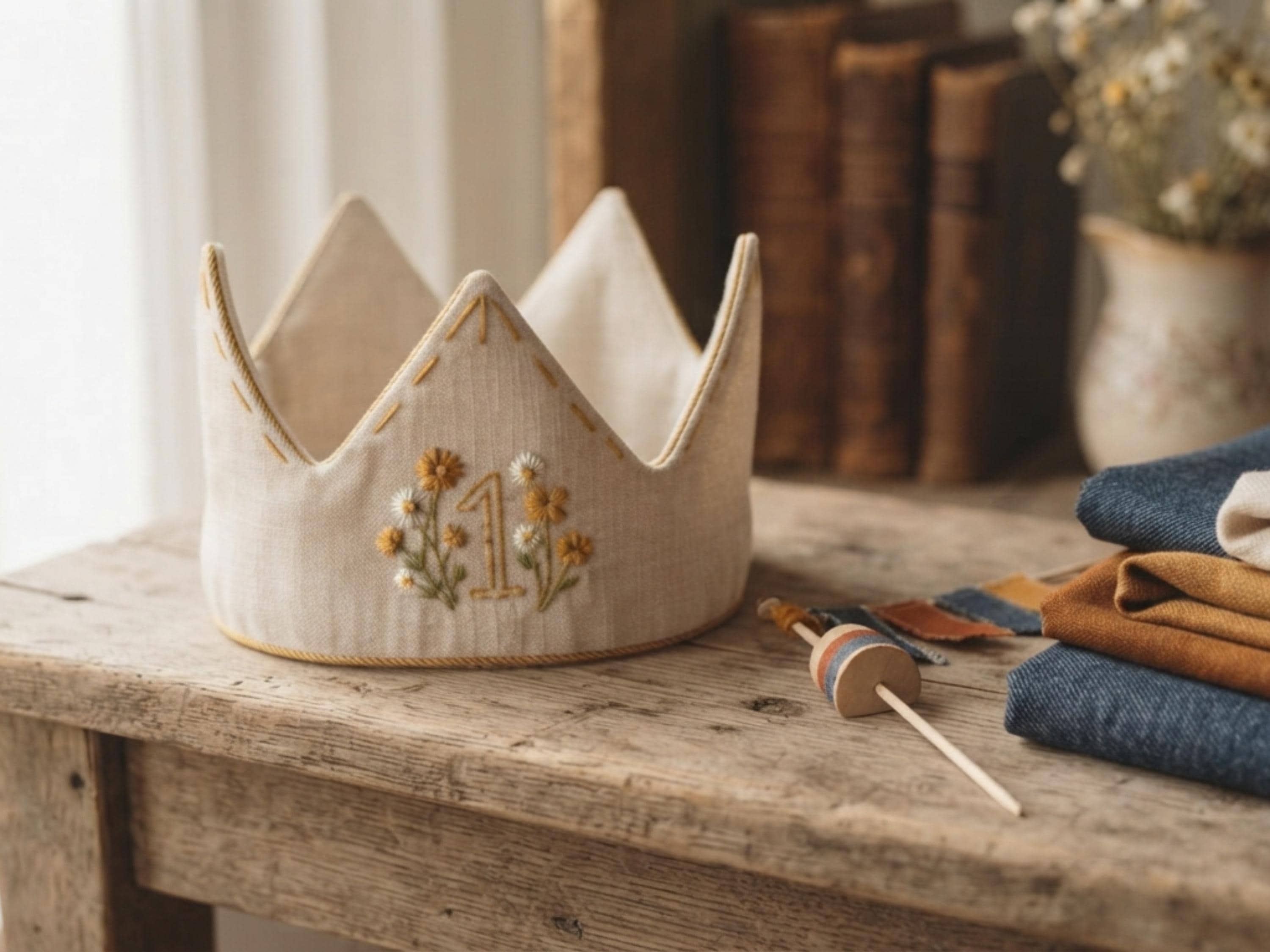 Fabric Crown Sewing Pattern, Kids Birthday Crown PDF, Beginner Sewing Tutorial, One Size Elastic Back, Digital Download