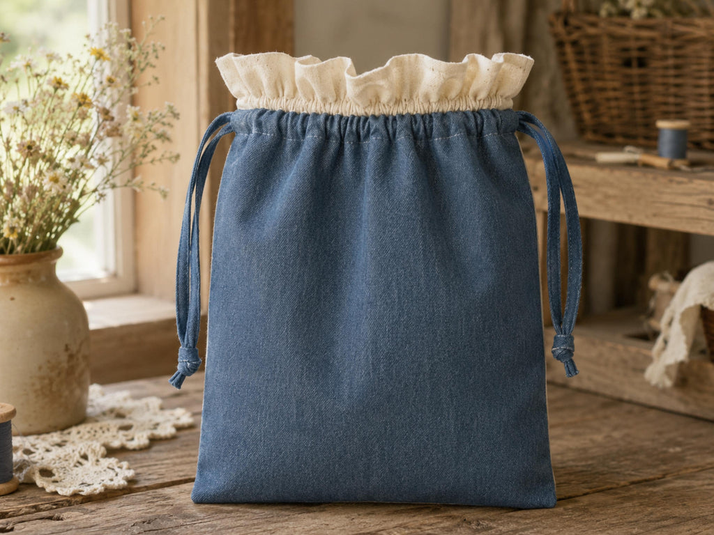 Ruffle Drawstring Tote Sewing Pattern, Beginner Summer Bag Tutorial (Digital Download)