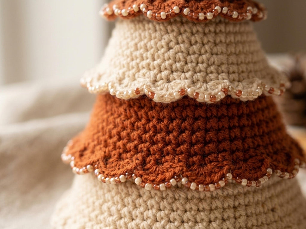 Crochet Christmas Tree Pattern, Standing Tabletop Tree PDF, Scalloped Two-Tone Amigurumi Decor