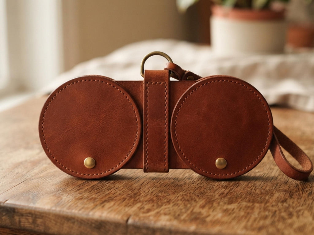 Leather Sunglasses Case Sewing Pattern, Round Duo Eyeglass Case PDF, Hand Stitched Wristlet Pouch, DIY Leathercraft Tutorial