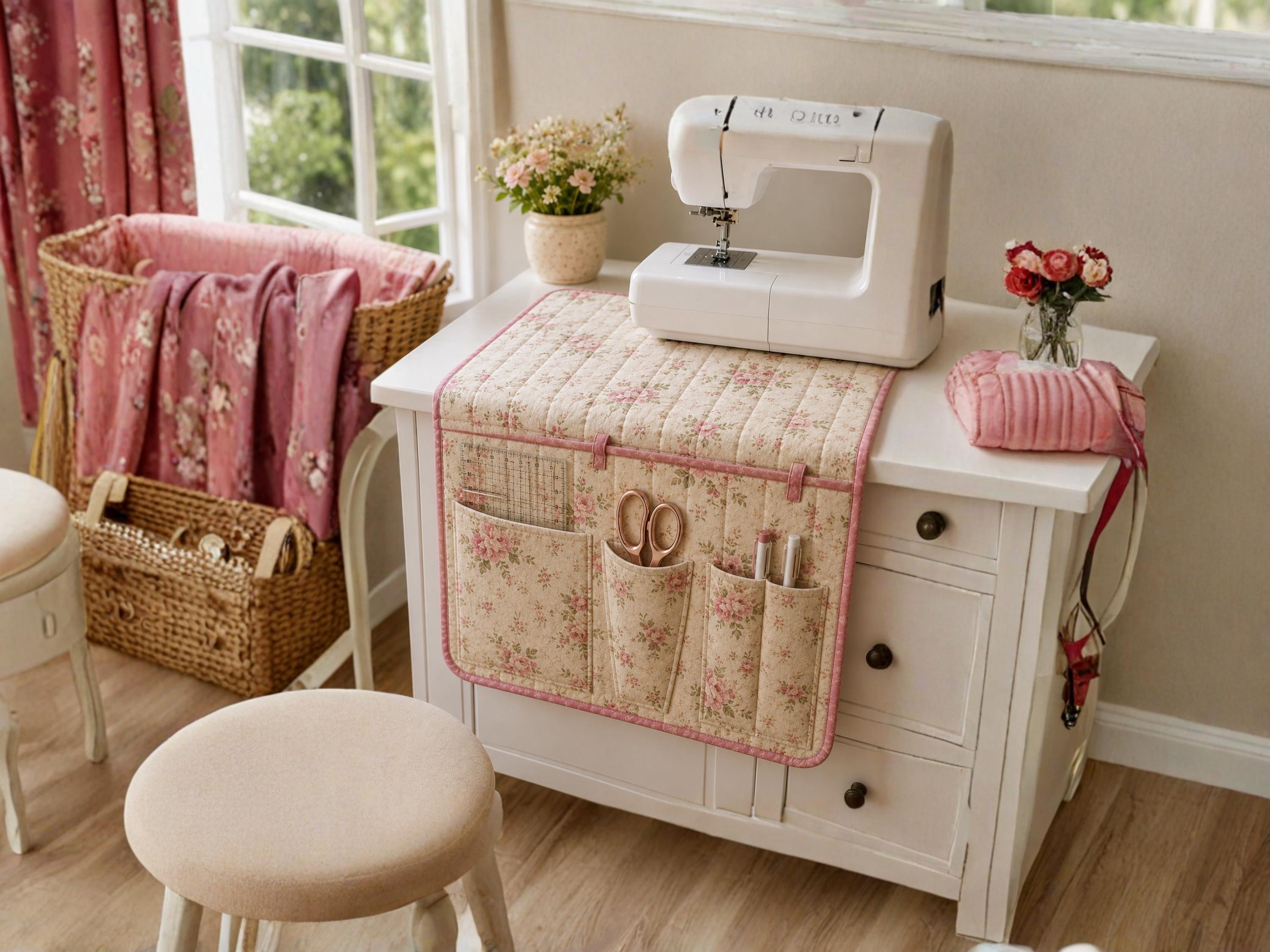 Sewing Machine Mat Pattern PDF, Quilted Space Station with Pockets, Sewing Room Organizer Tutorial