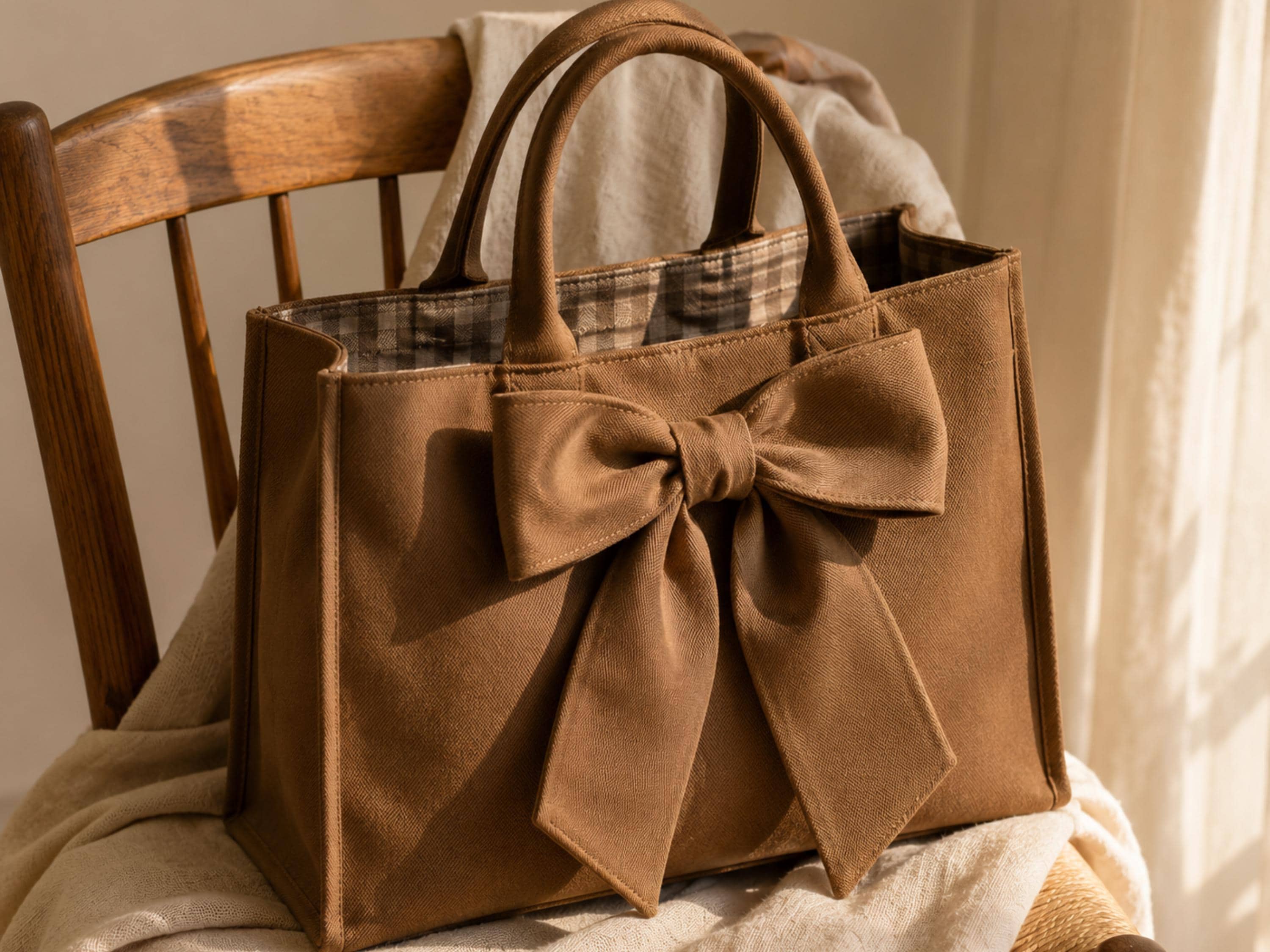 Big Bow Tote Bag Sewing Pattern PDF, Statement Bow Tote Tutorial, Lined Boxed Bag Pattern
