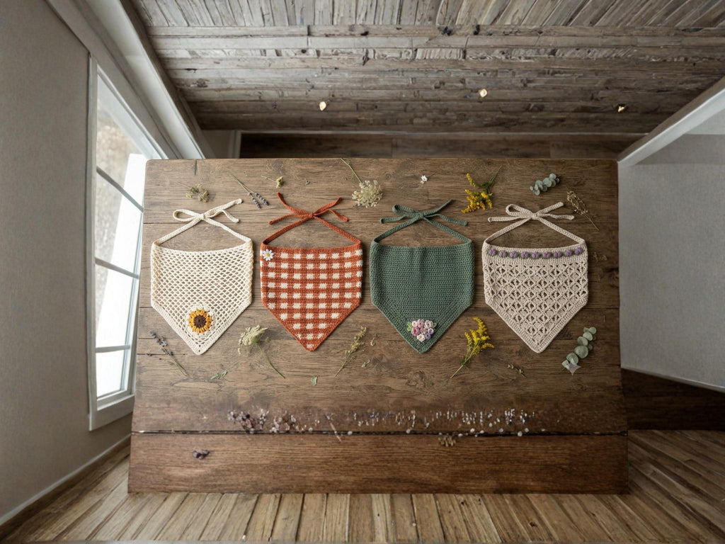 Crochet Bandana Patterns Bundle | 4 Boho Kerchief Designs (PDF Download)