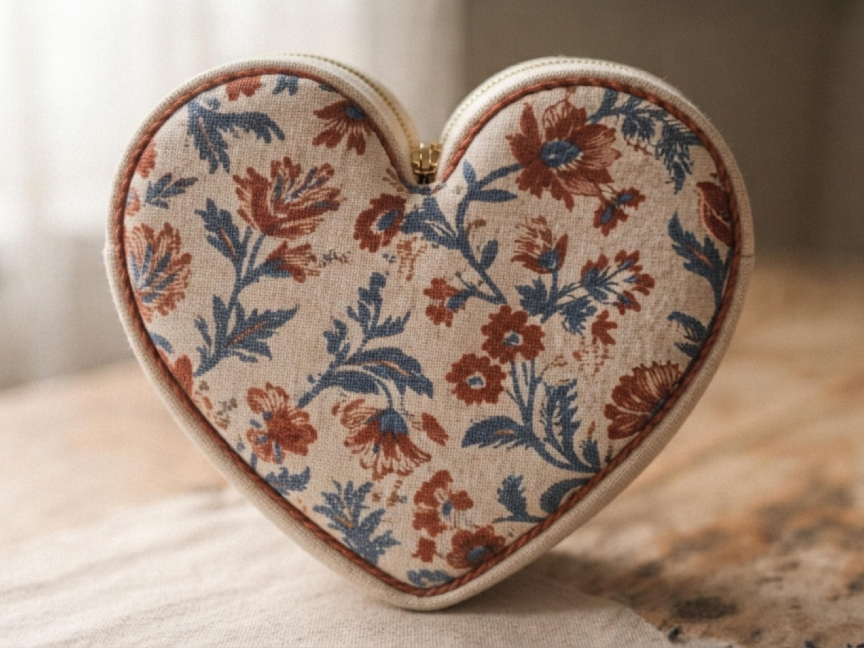 Heart Zipper Pouch Sewing Pattern, 5 Sizes Boxy Bag (Digital Download)