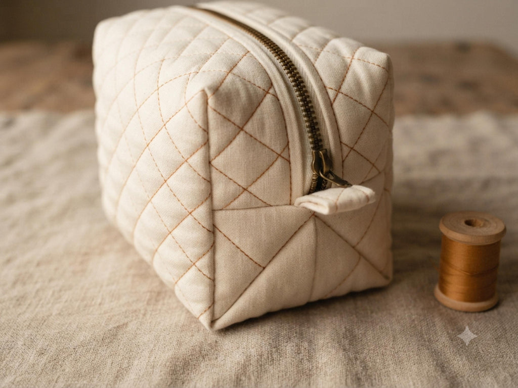Quilted Makeup Bag Sewing Pattern | Beginner Friendly Boxy Pouch (PDF Download)