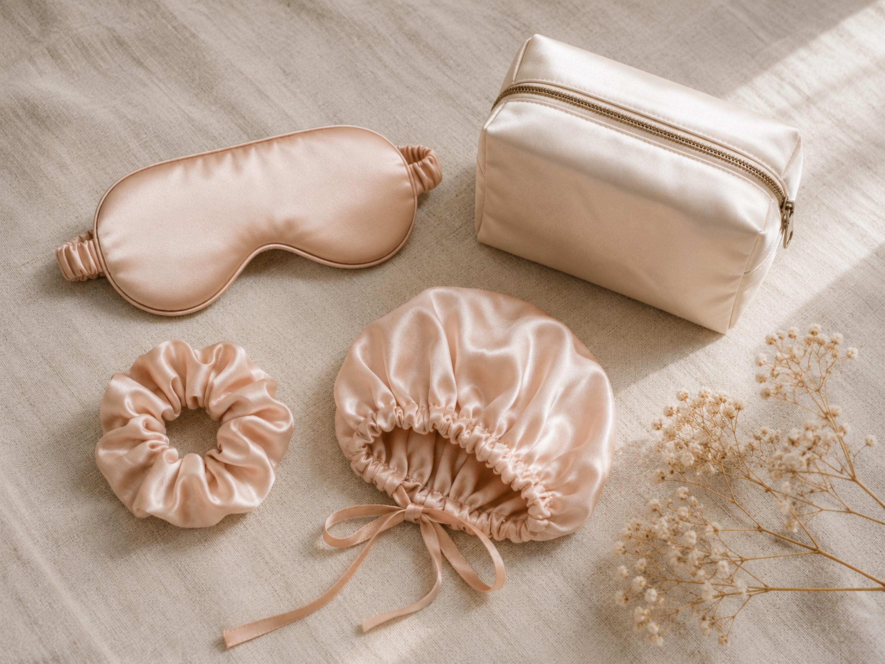 Satin Self-Care Sewing Pattern Bundle: Sleep Mask, Bonnet, Pouch (Digital Download)