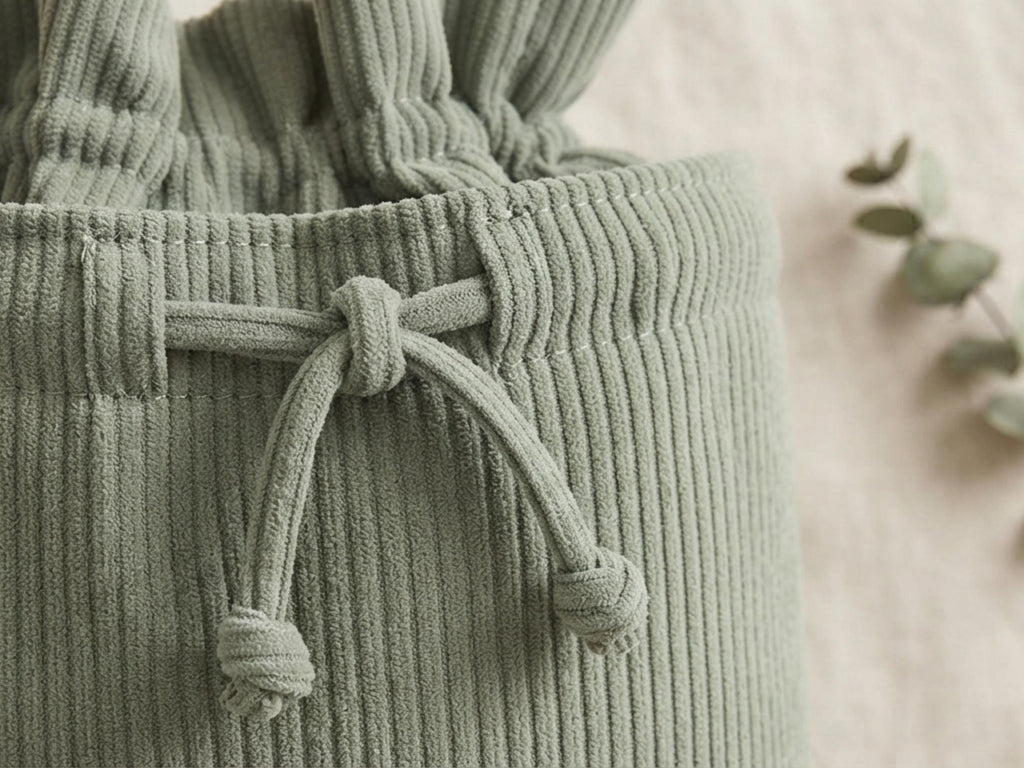 Corduroy Bucket Bag Sewing Pattern: Beginner Drawstring Tote (PDF Download)