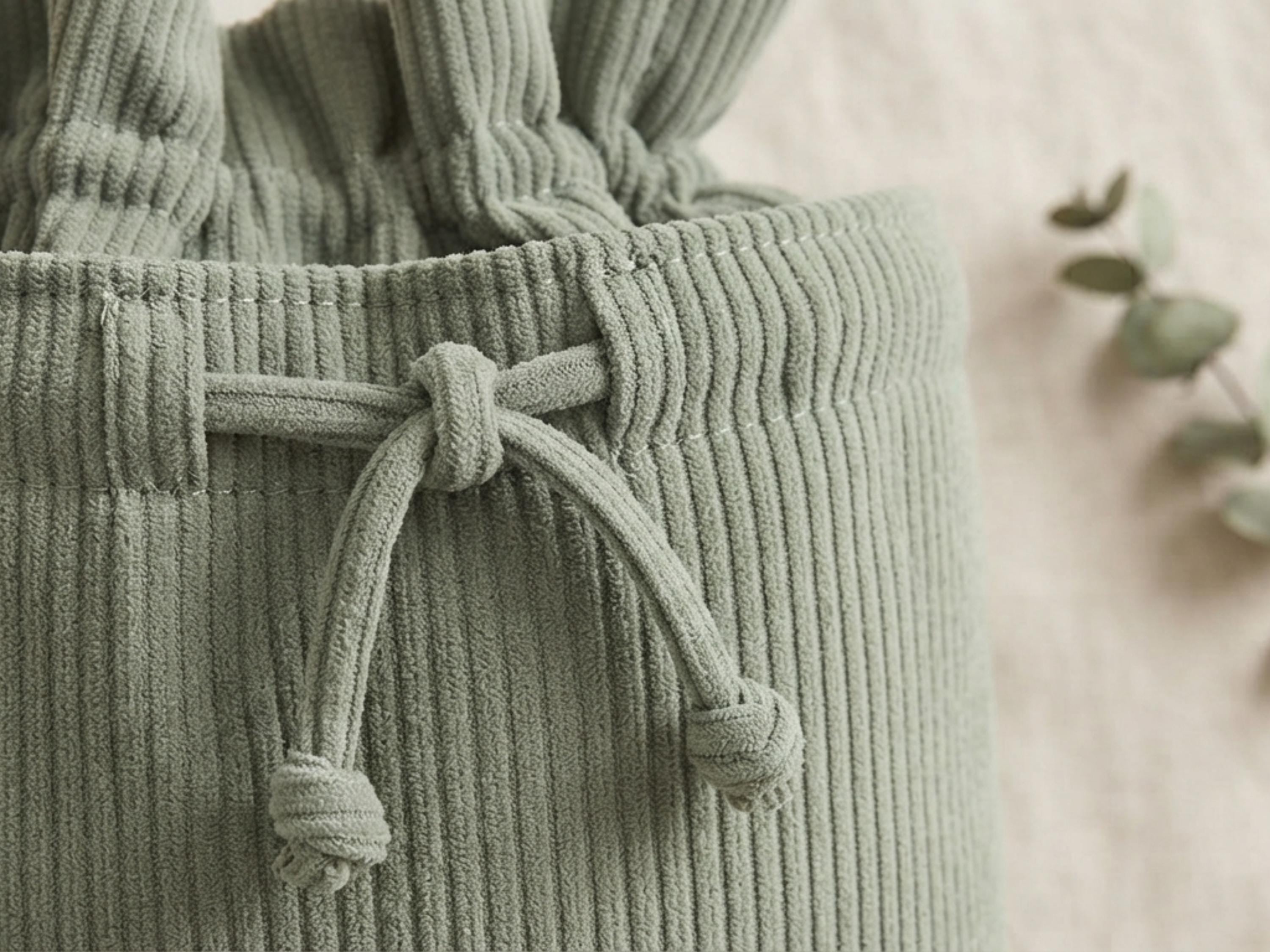 Corduroy Bucket Bag Sewing Pattern: Beginner Drawstring Tote (PDF Download)
