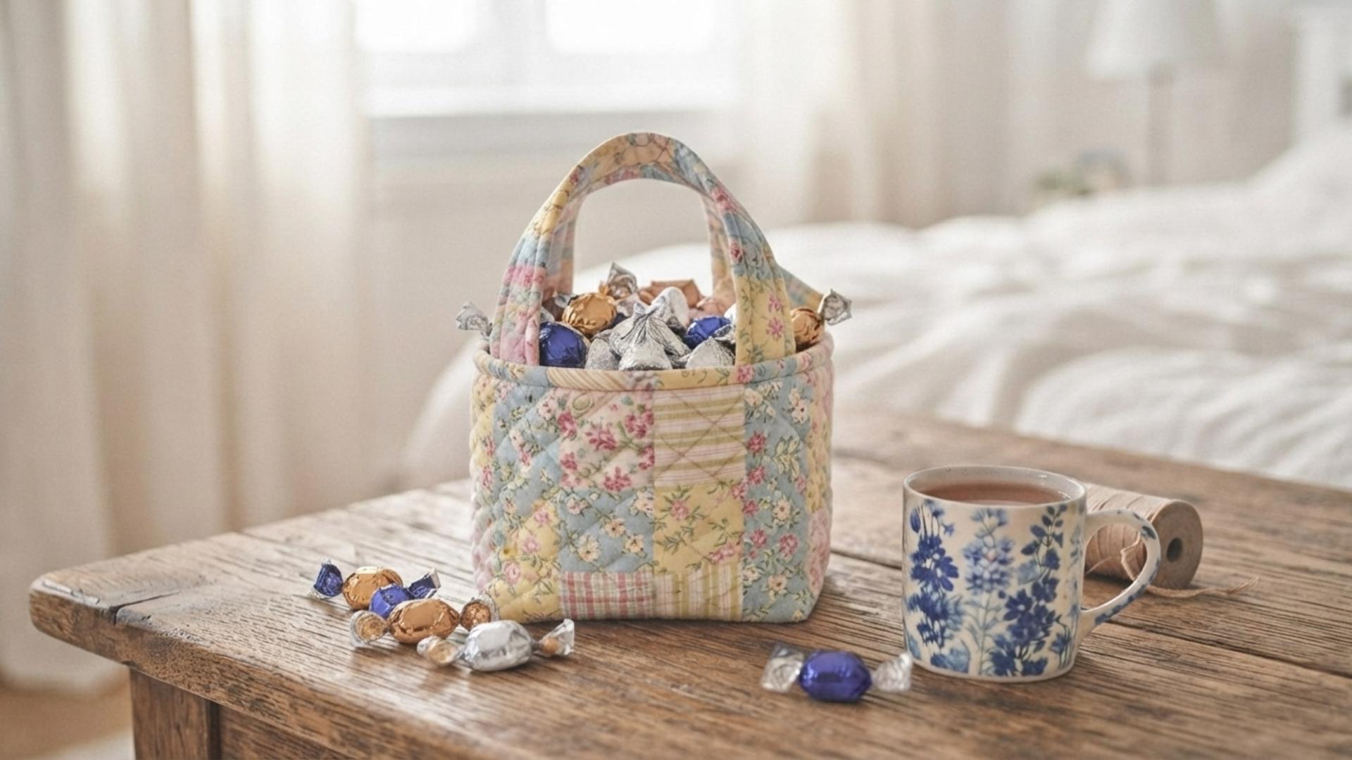 Patchwork Gift Tote Sewing Pattern, Beginner Fabric Bag PDF (Digital Download)