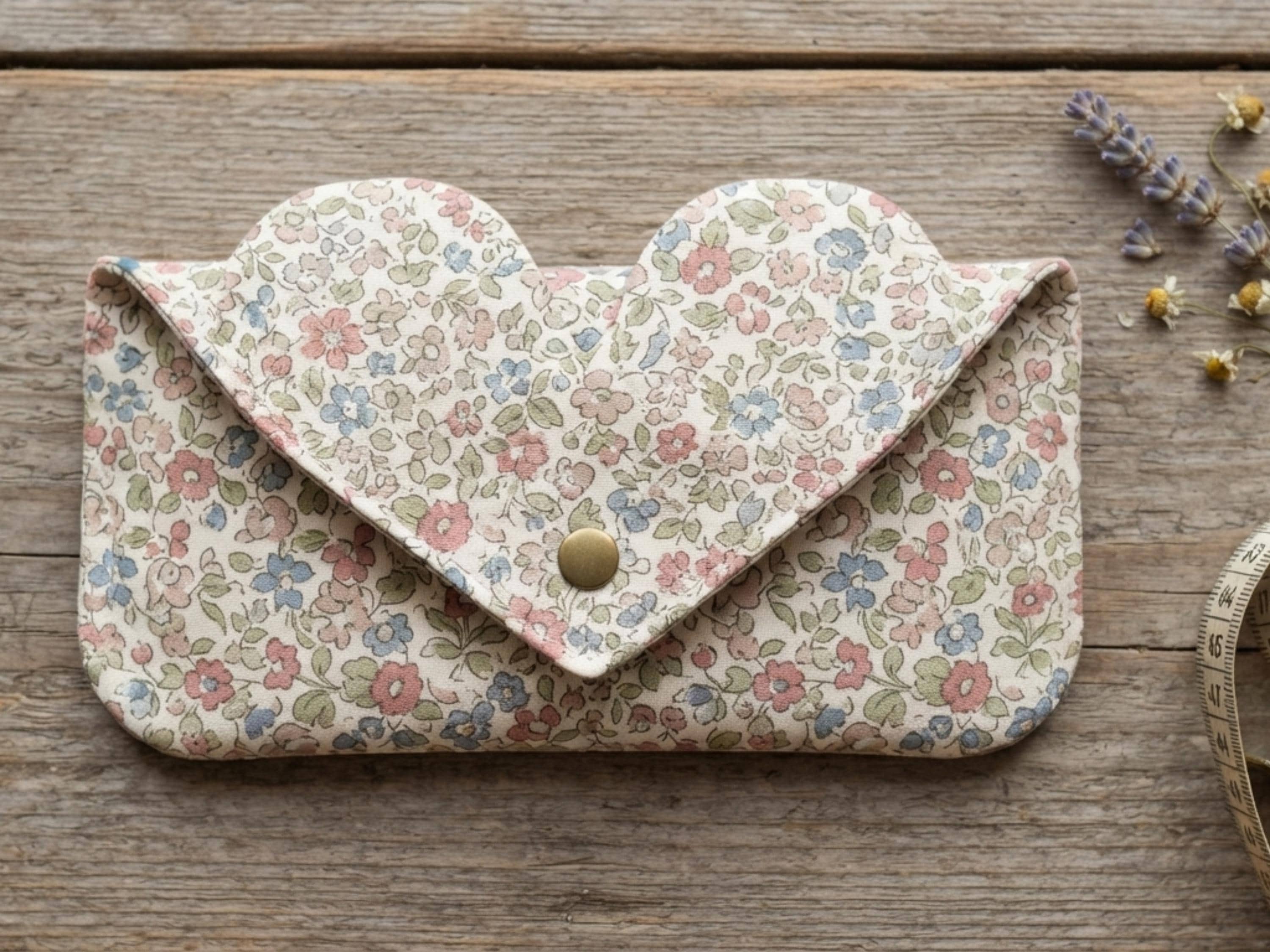 Sweetheart Glasses Case Sewing Pattern, Heart Flap Pouch (PDF Download)