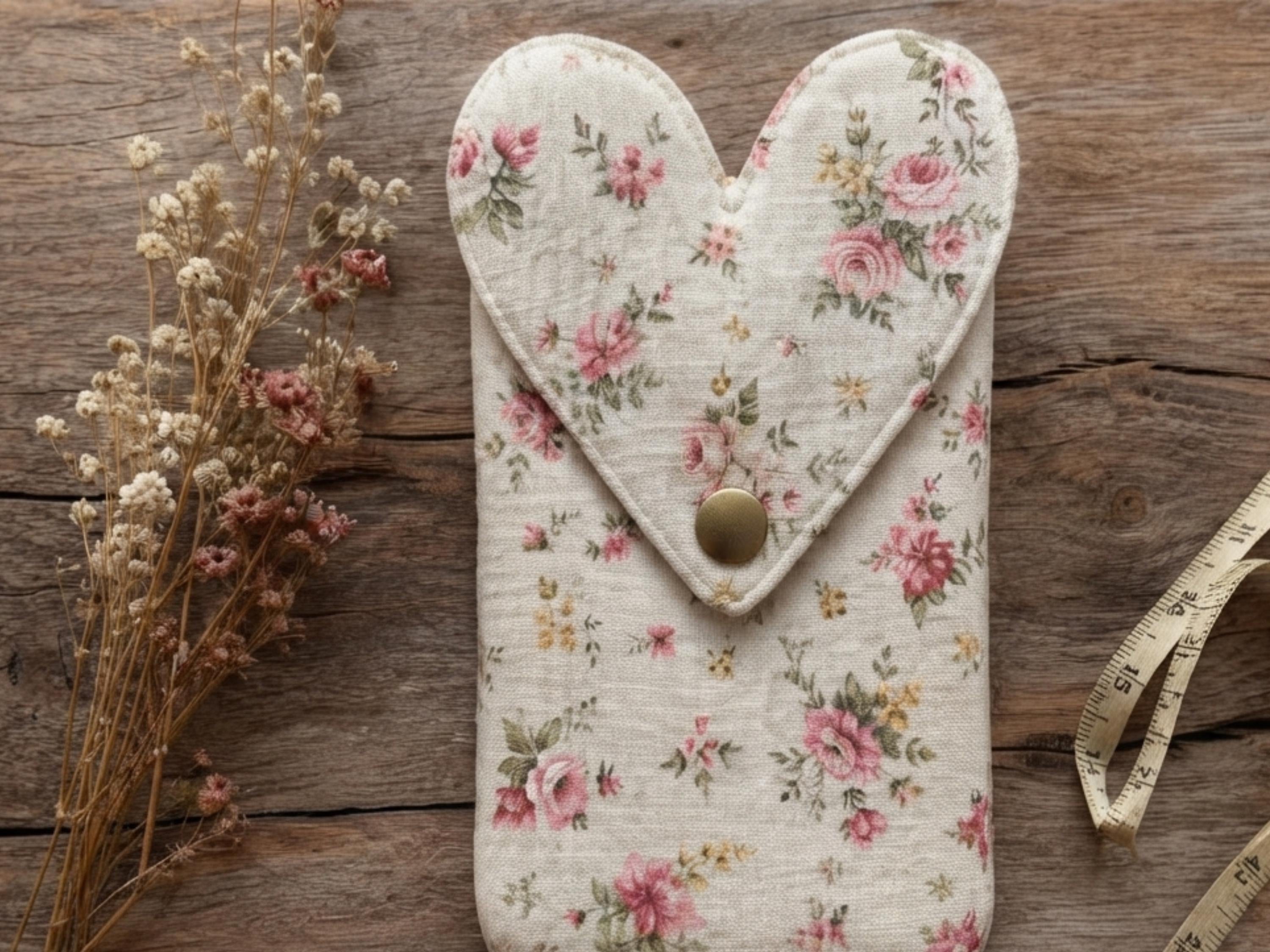 Heart Glasses Case Sewing Pattern PDF, Sunglasses Case Sewing Pattern, Heart Shaped Pouch Pattern, One Size, Easy Beginner Sewing