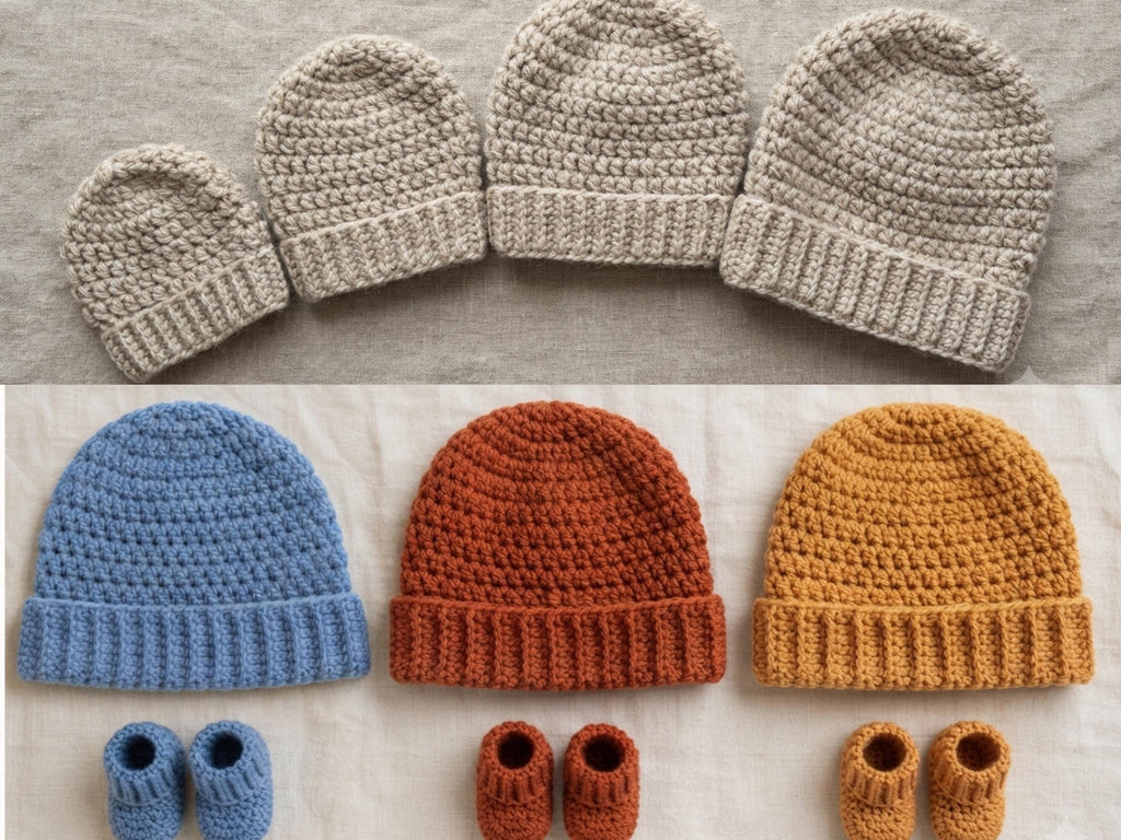 RETIREMENT SALE *Cozy Ribbed Baby Beanie and Booties Crochet Pattern PDF Newborn to 24 Months Matching Set Easy Beginner Instant Download