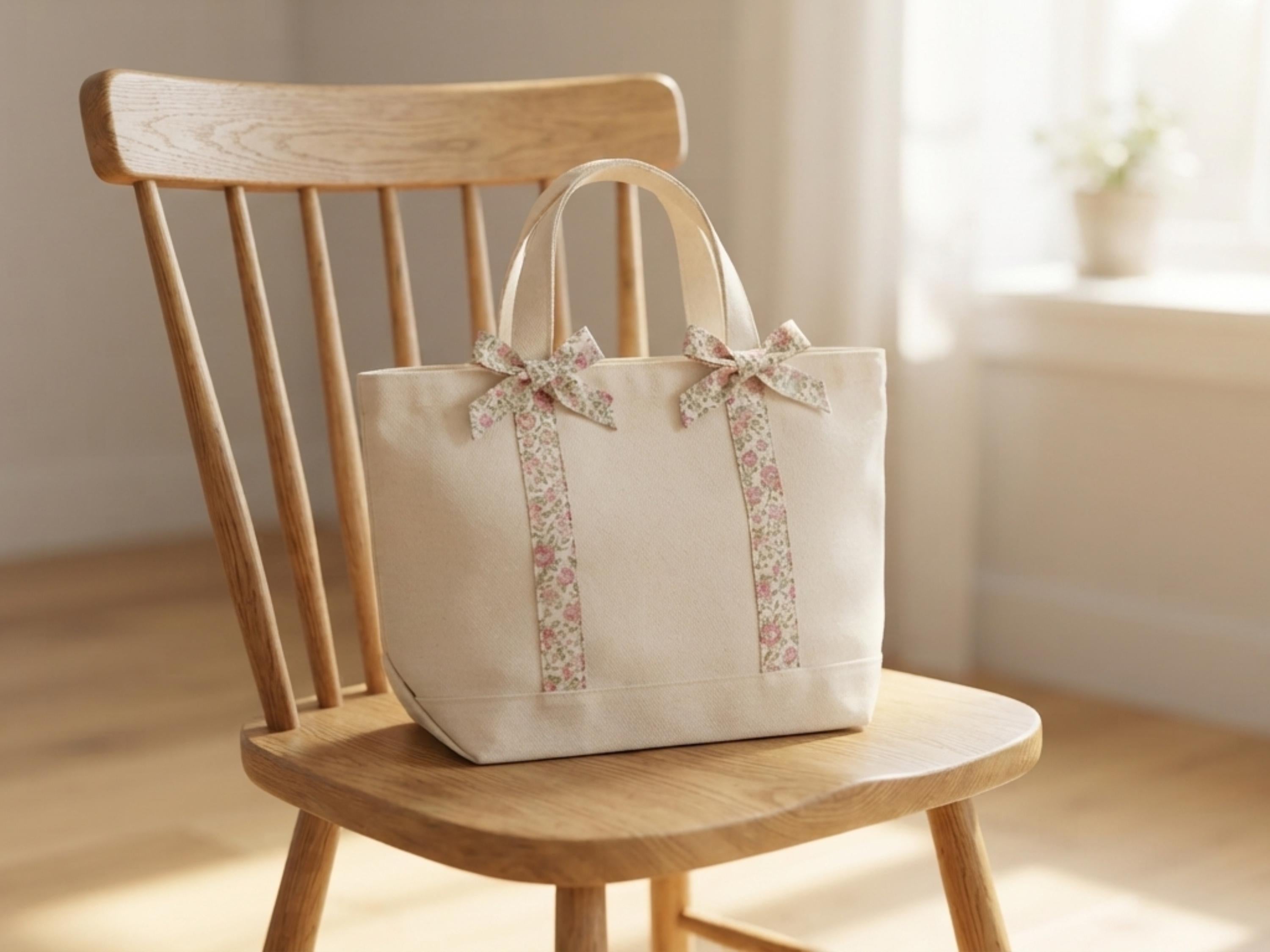 Bow Handle Tote Bag Sewing Pattern PDF | Floral Wrap Tie Canvas Bag | Easy Boxed Base Tote Digital Download