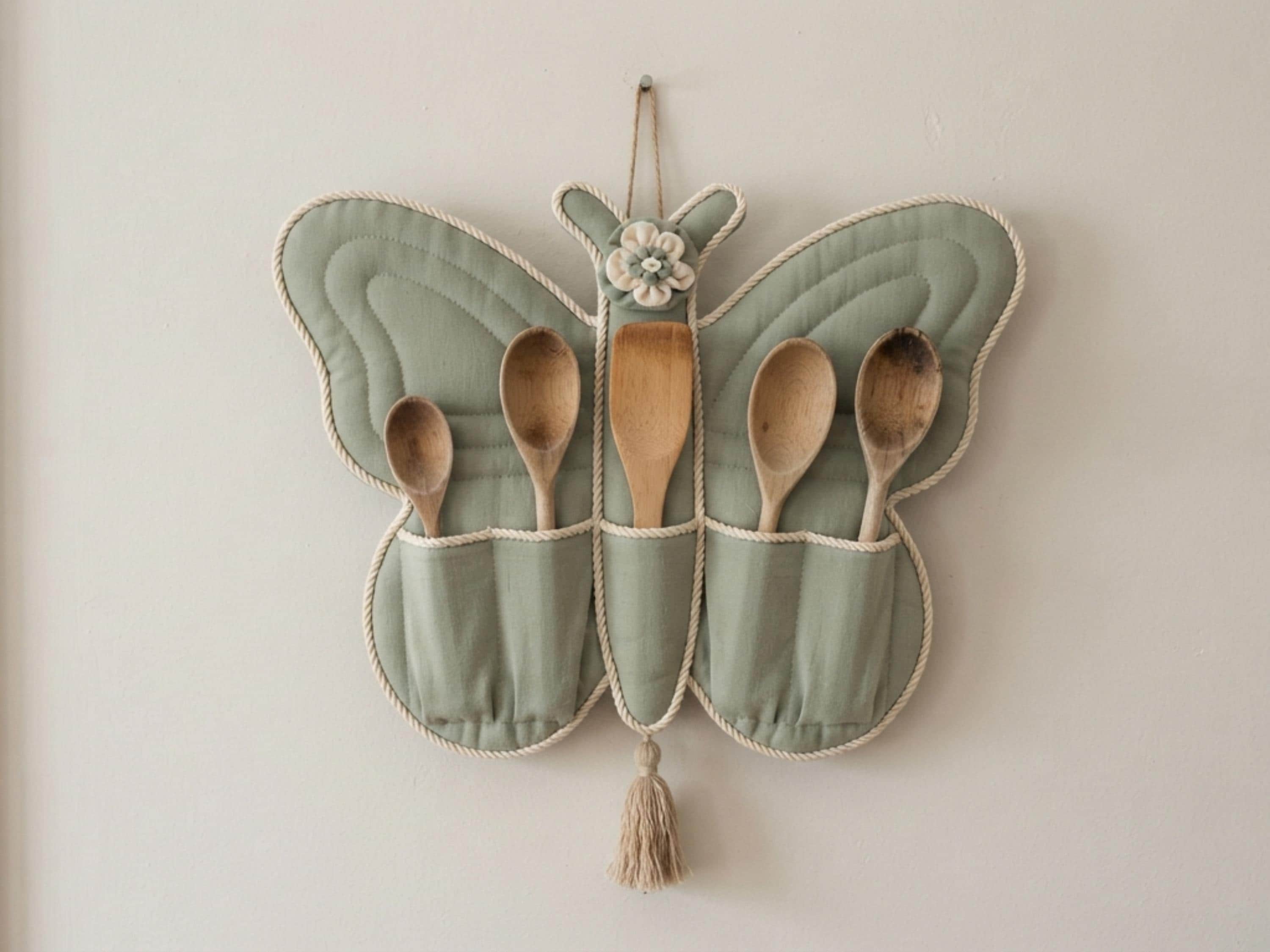 Butterfly Utensil Holder Sewing Pattern PDF | Kitchen Wall Caddy | Wooden Spoon Organizer Digital Download