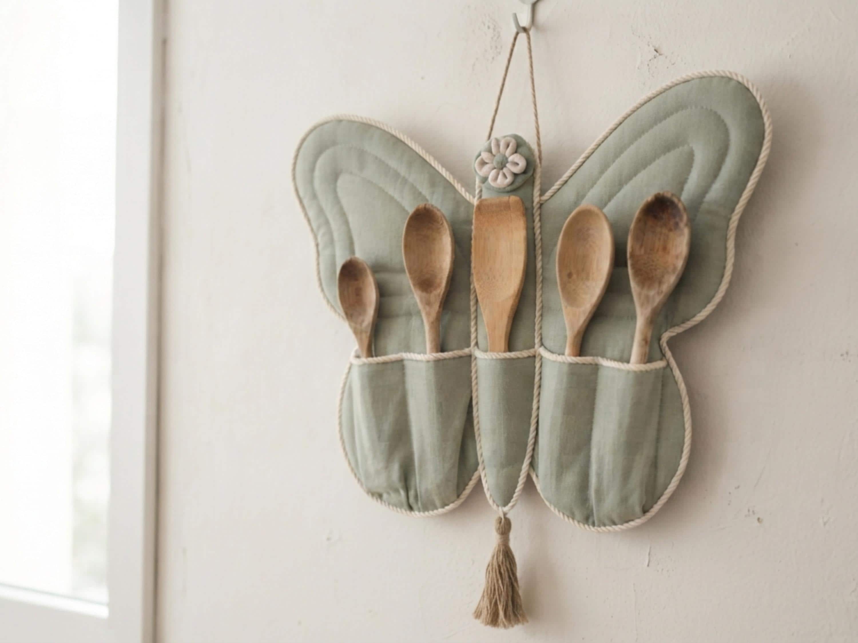 Butterfly Utensil Holder Sewing Pattern PDF | Kitchen Wall Caddy | Wooden Spoon Organizer Digital Download