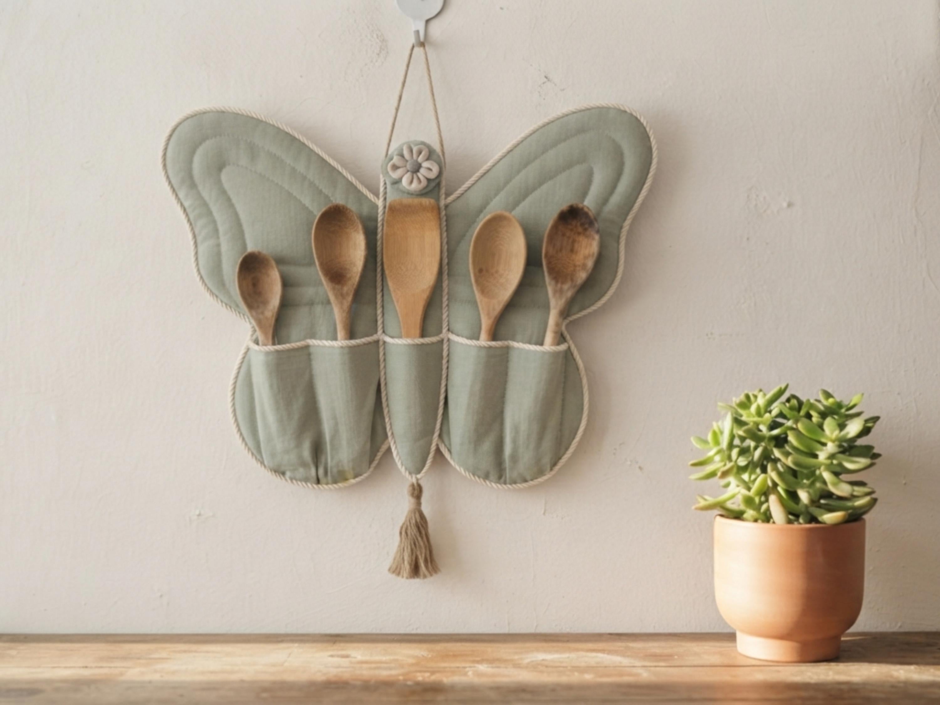 Butterfly Utensil Holder Sewing Pattern PDF | Kitchen Wall Caddy | Wooden Spoon Organizer Digital Download