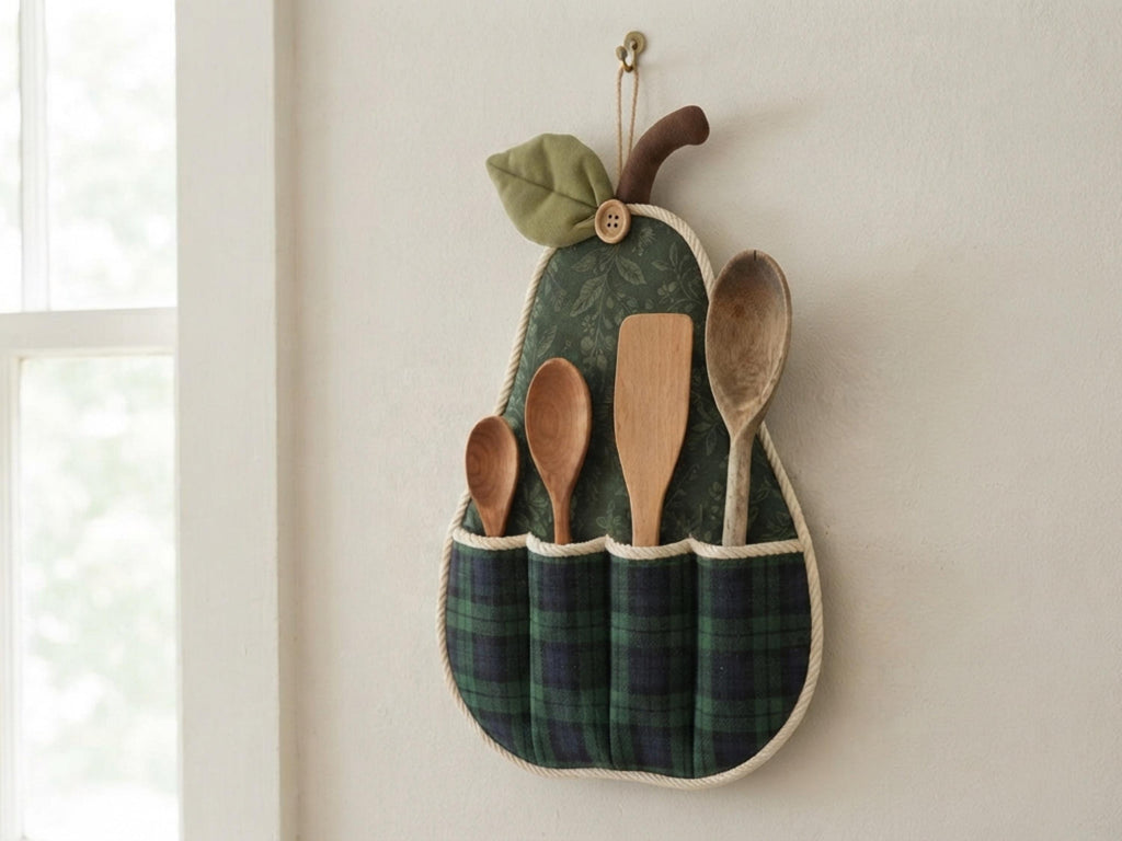 Pear Utensil Holder Sewing Pattern PDF | Kitchen Wall Caddy | Wooden Spoon Organizer Digital Download
