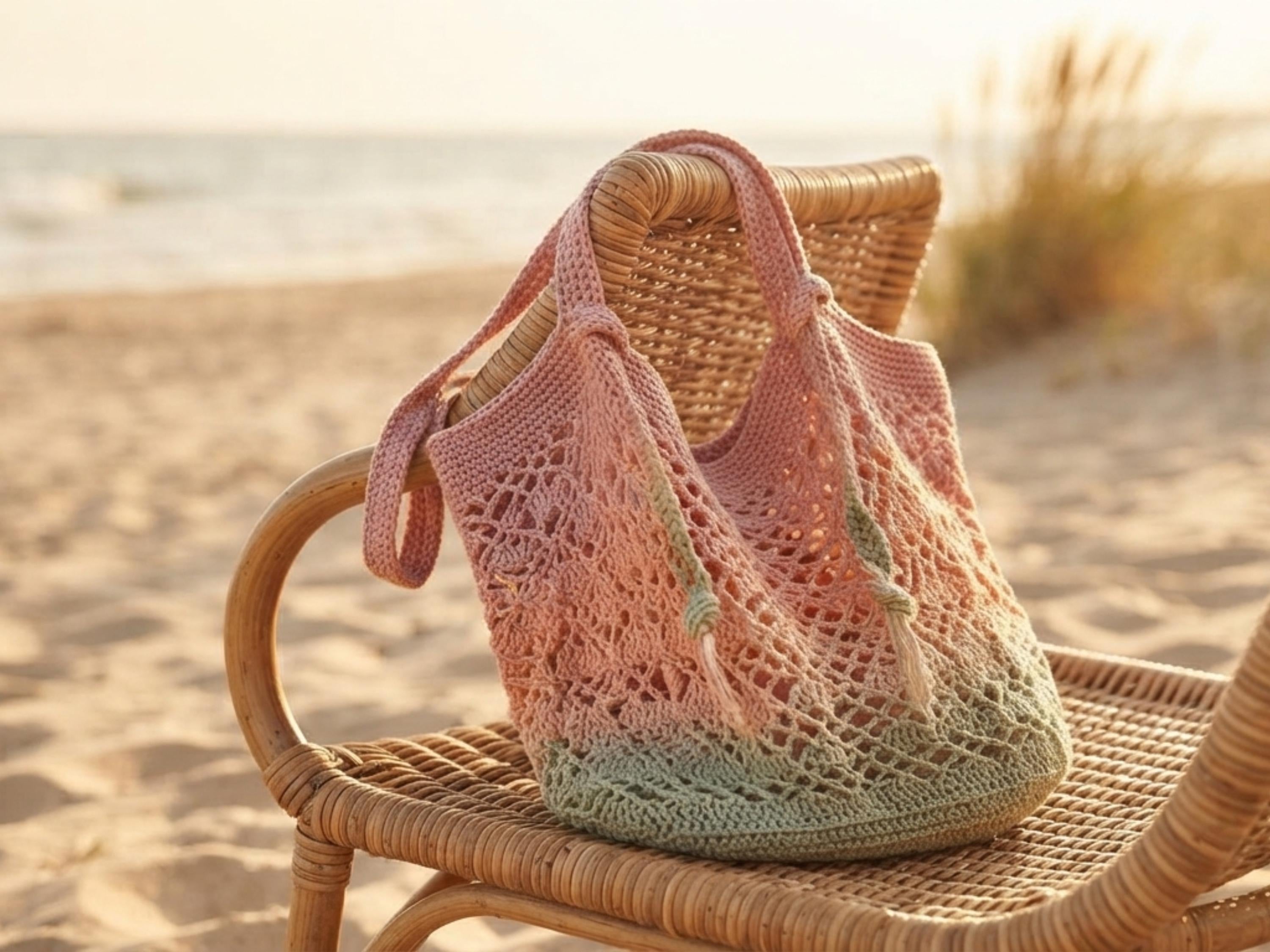 Ombré Mesh Market Tote Crochet Pattern PDF | Open Weave Gradient Bag DIY | Boho Summer Tote Tutorial