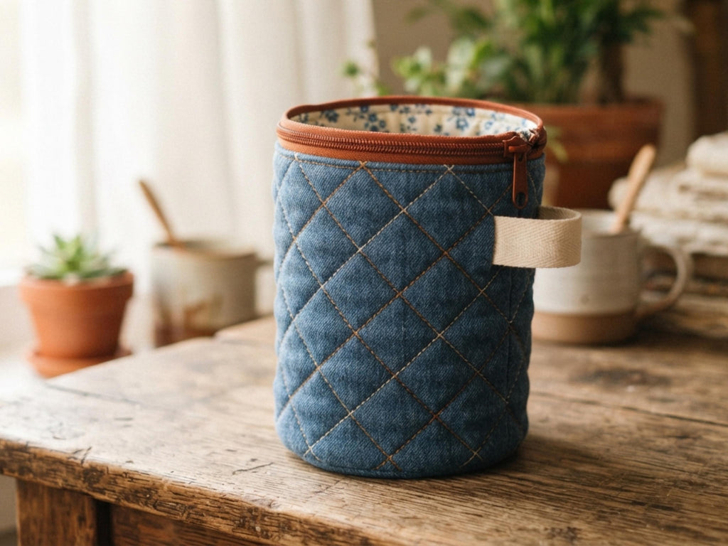 Quilted Round Zip Pouch Sewing Pattern, Beginner Tutorial, 3 Sizes (PDF Download)