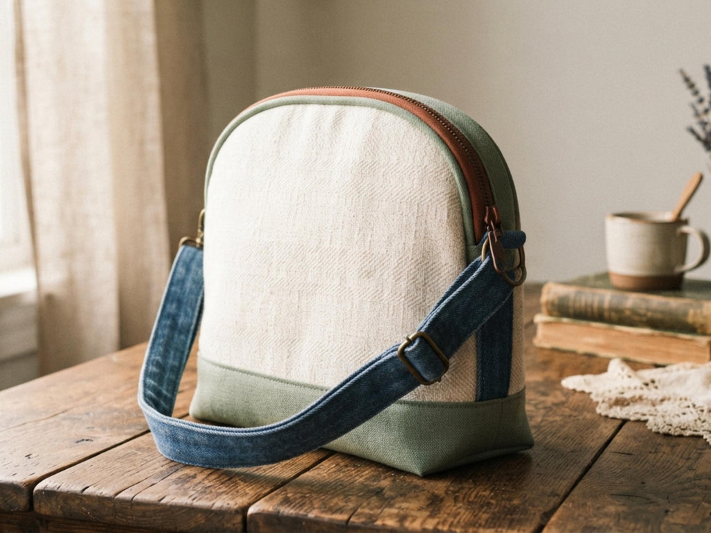 Curved Top Shoulder Bag Sewing Pattern, Zip Top Purse PDF, Adjustable Strap Handbag Tutorial, S M L Sizes, Digital Download
