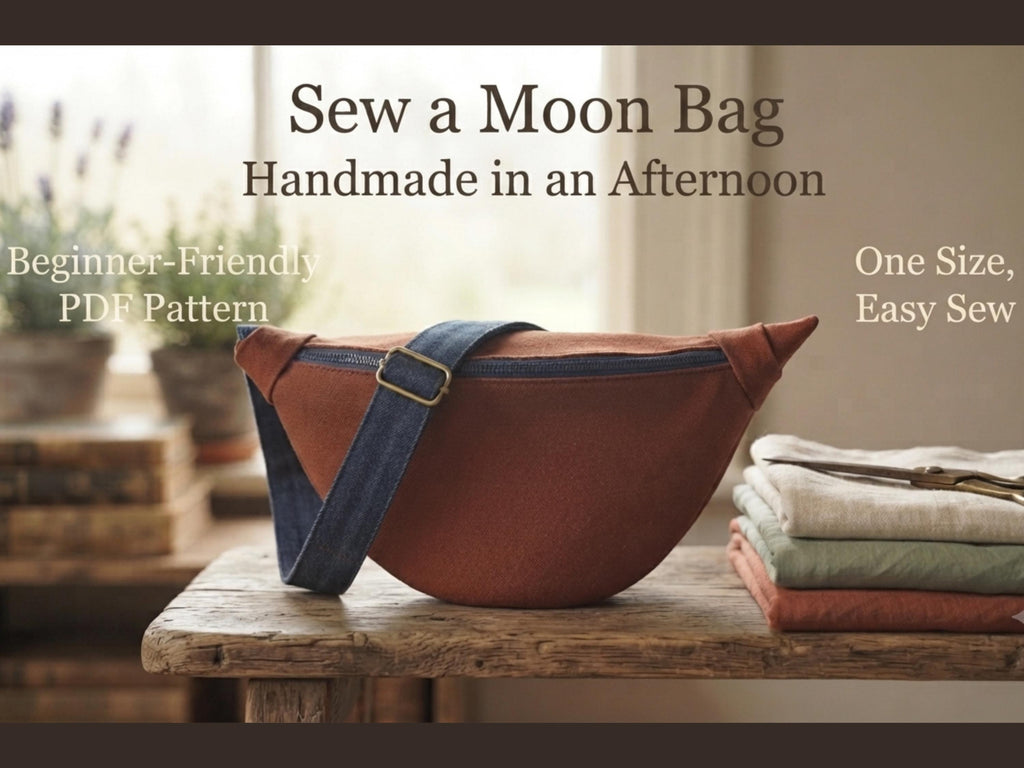 Moon Bag Sewing Pattern, Crescent Crossbody Bag PDF, Zip Pouch Tutorial, Mini Bag Beginner Pattern, Digital Download