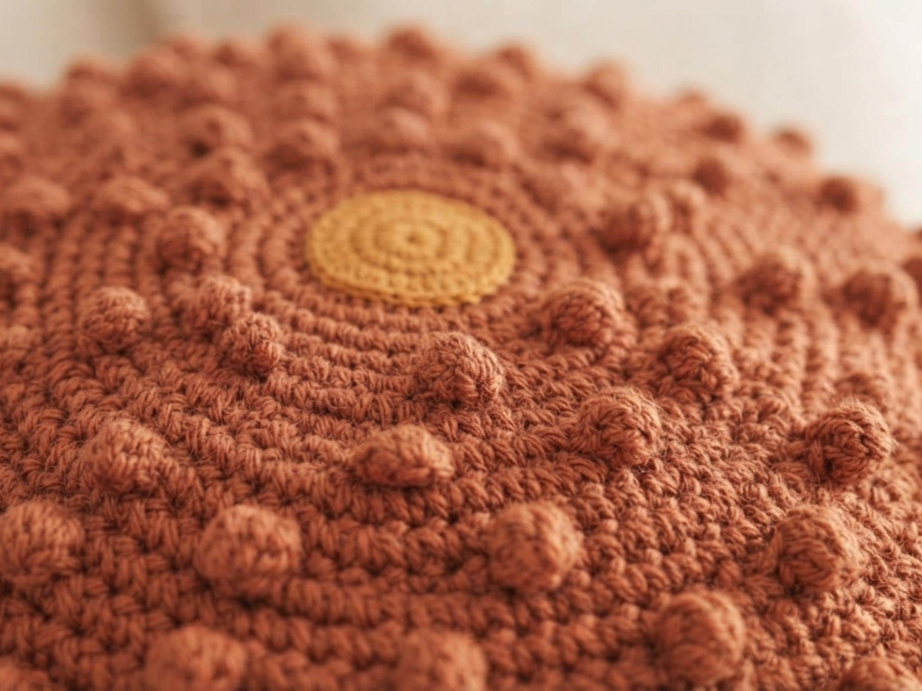 Crochet Flower Pillow Pattern, Bobble Stitch Cushion, Textured Bloom (PDF)