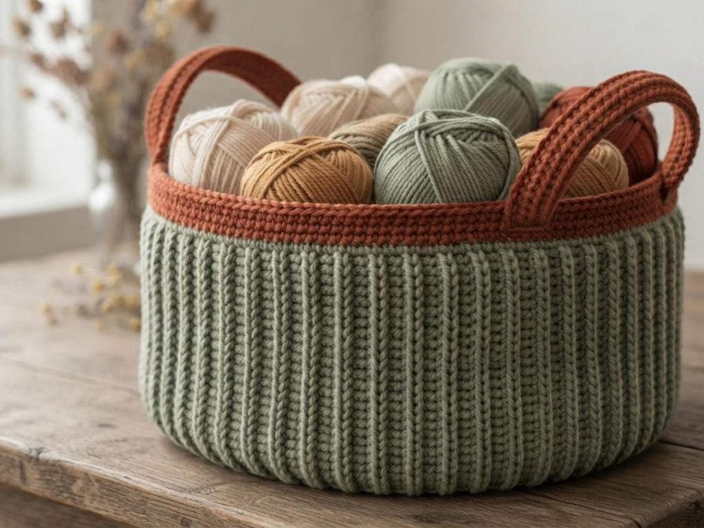 Crochet Basket & Coaster Set Pattern, Ribbed Texture, Hexagon Coasters (PDF Download)