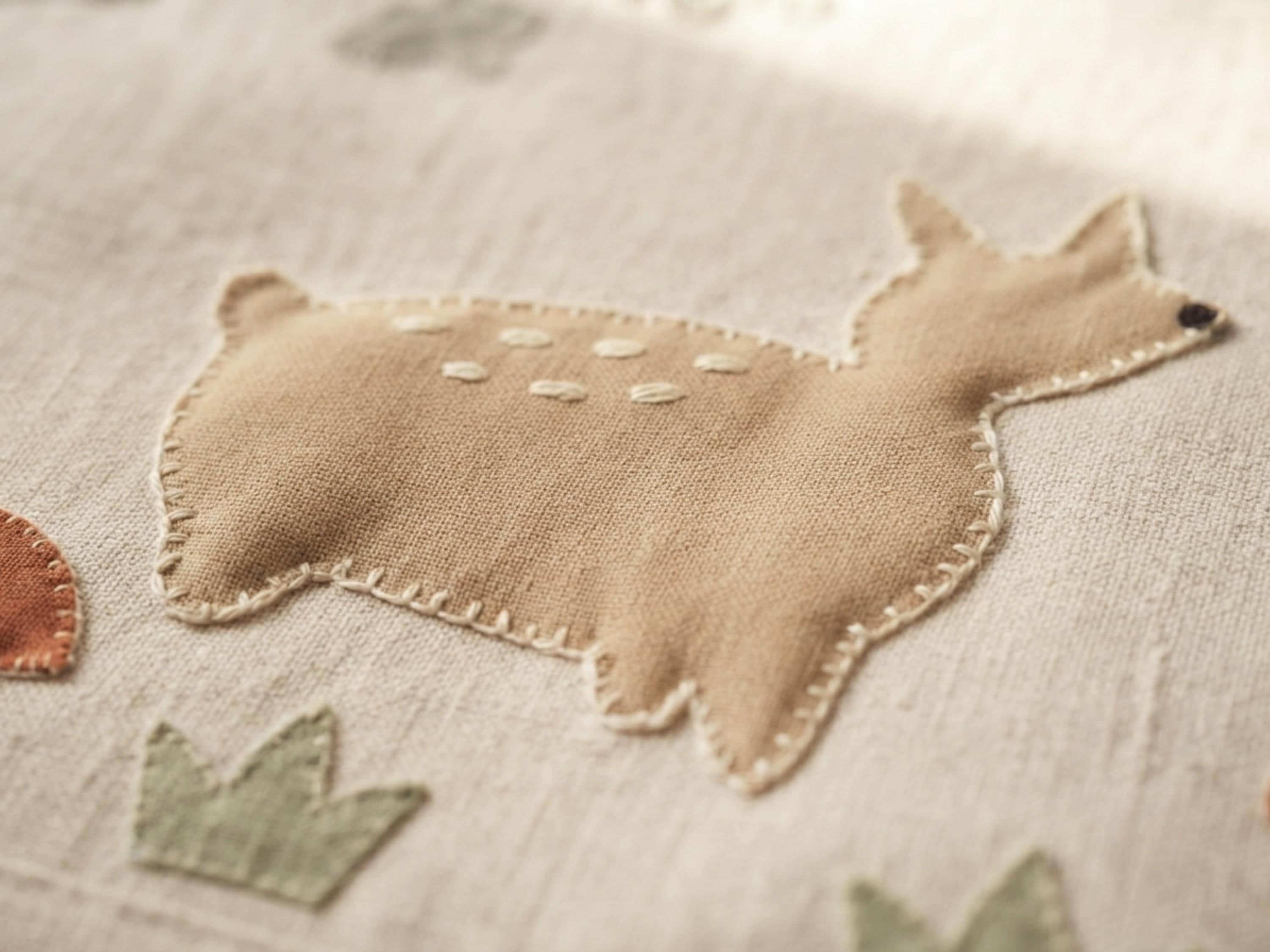 Woodland Applique Tote Bag Sewing Pattern, Fawn Mushroom Butterfly Motif (PDF)
