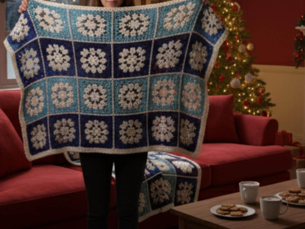 Christmas Winter Snowflake Crochet Blanket Pattern| Cozy Winter Throw | Christmas Afghan Crochet Pattern| Snowflake Baby Blanket PDF