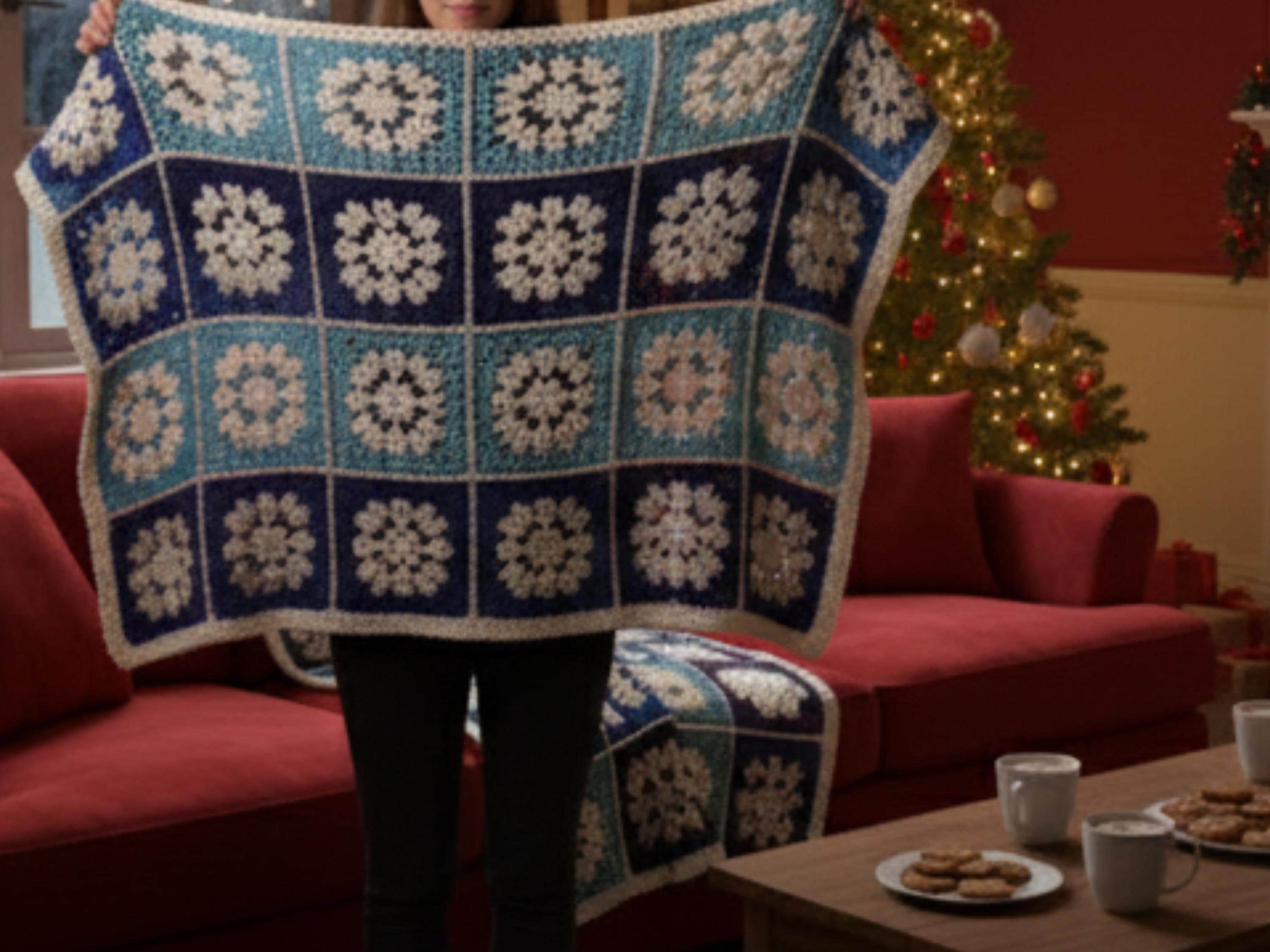 Christmas Winter Snowflake Crochet Blanket Pattern| Cozy Winter Throw | Christmas Afghan Crochet Pattern| Snowflake Baby Blanket PDF
