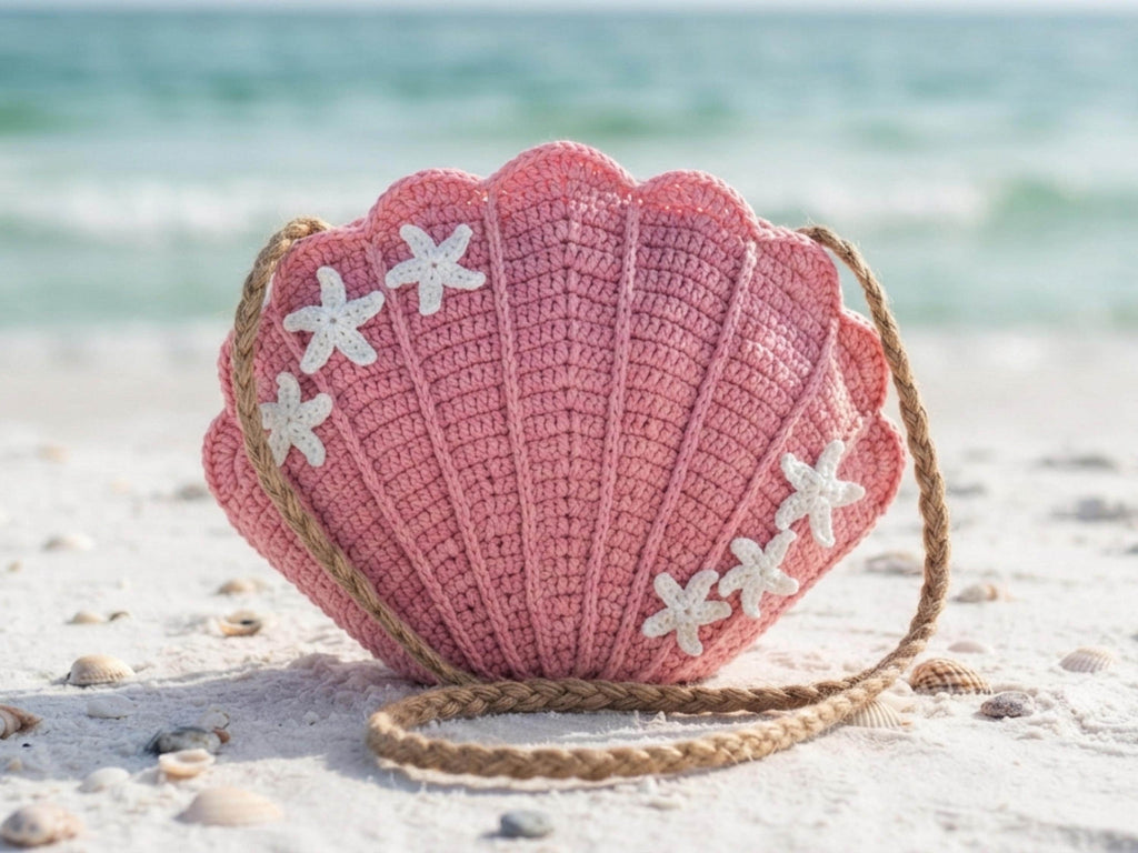 Seashell Fan Crossbody Bag Crochet Pattern | Starfish Purse PDF | Boho Beach Bag DIY | Coastal Crochet Tutorial