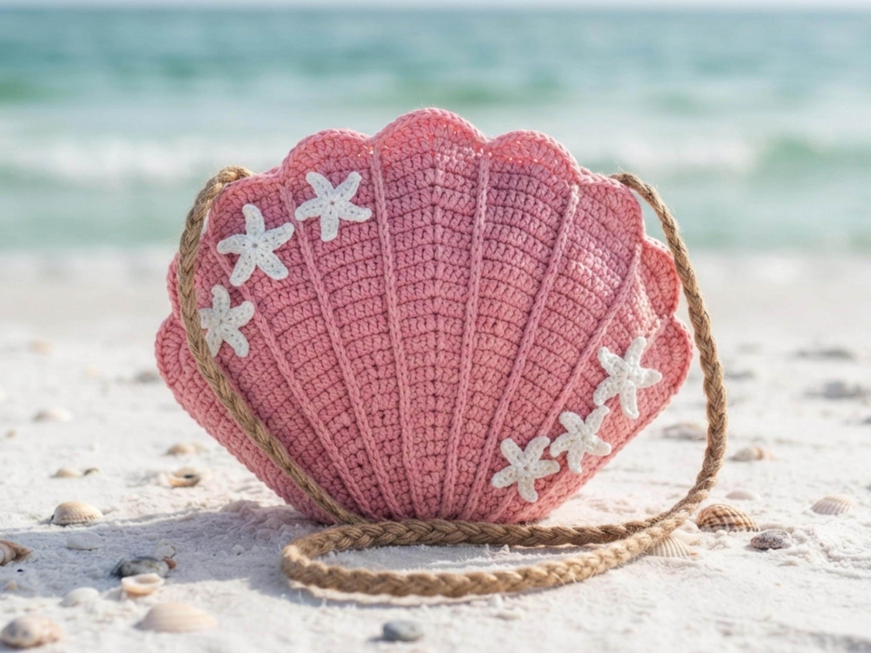 Seashell Fan Crossbody Bag Crochet Pattern | Starfish Purse PDF | Boho Beach Bag DIY | Coastal Crochet Tutorial