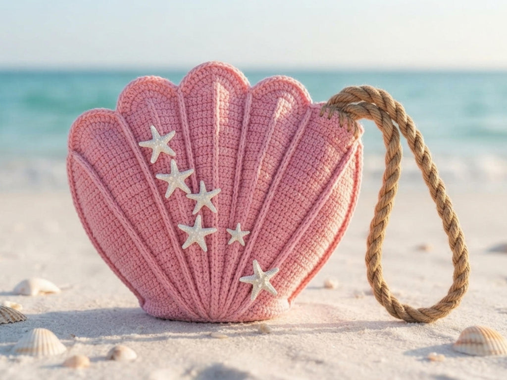 Seashell Fan Crossbody Bag Crochet Pattern | Starfish Purse PDF | Boho Beach Bag DIY | Coastal Crochet Tutorial