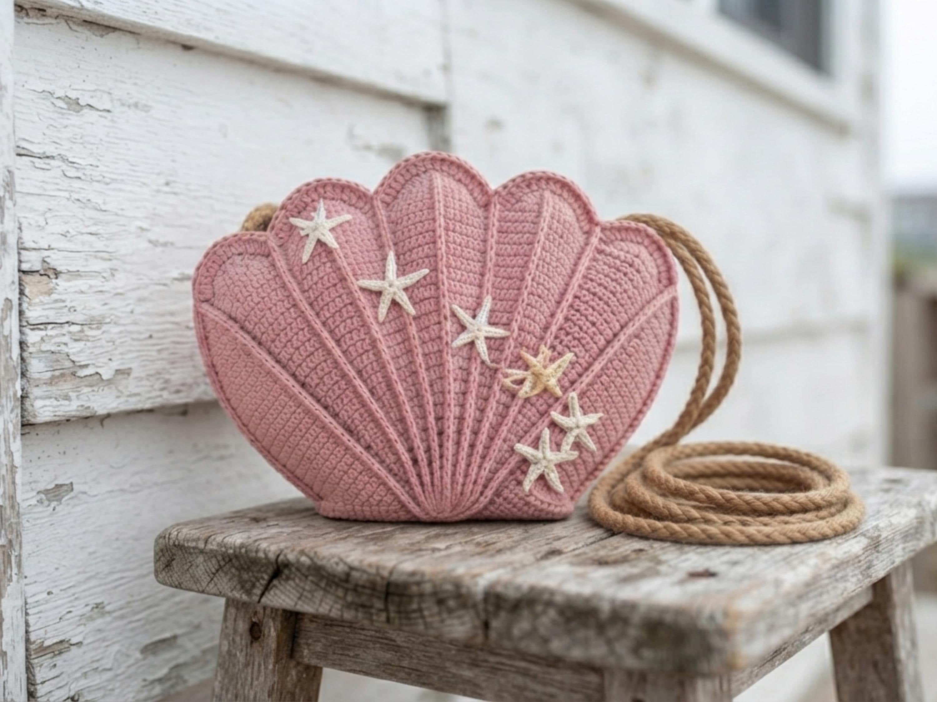 Seashell Fan Crossbody Bag Crochet Pattern | Starfish Purse PDF | Boho Beach Bag DIY | Coastal Crochet Tutorial