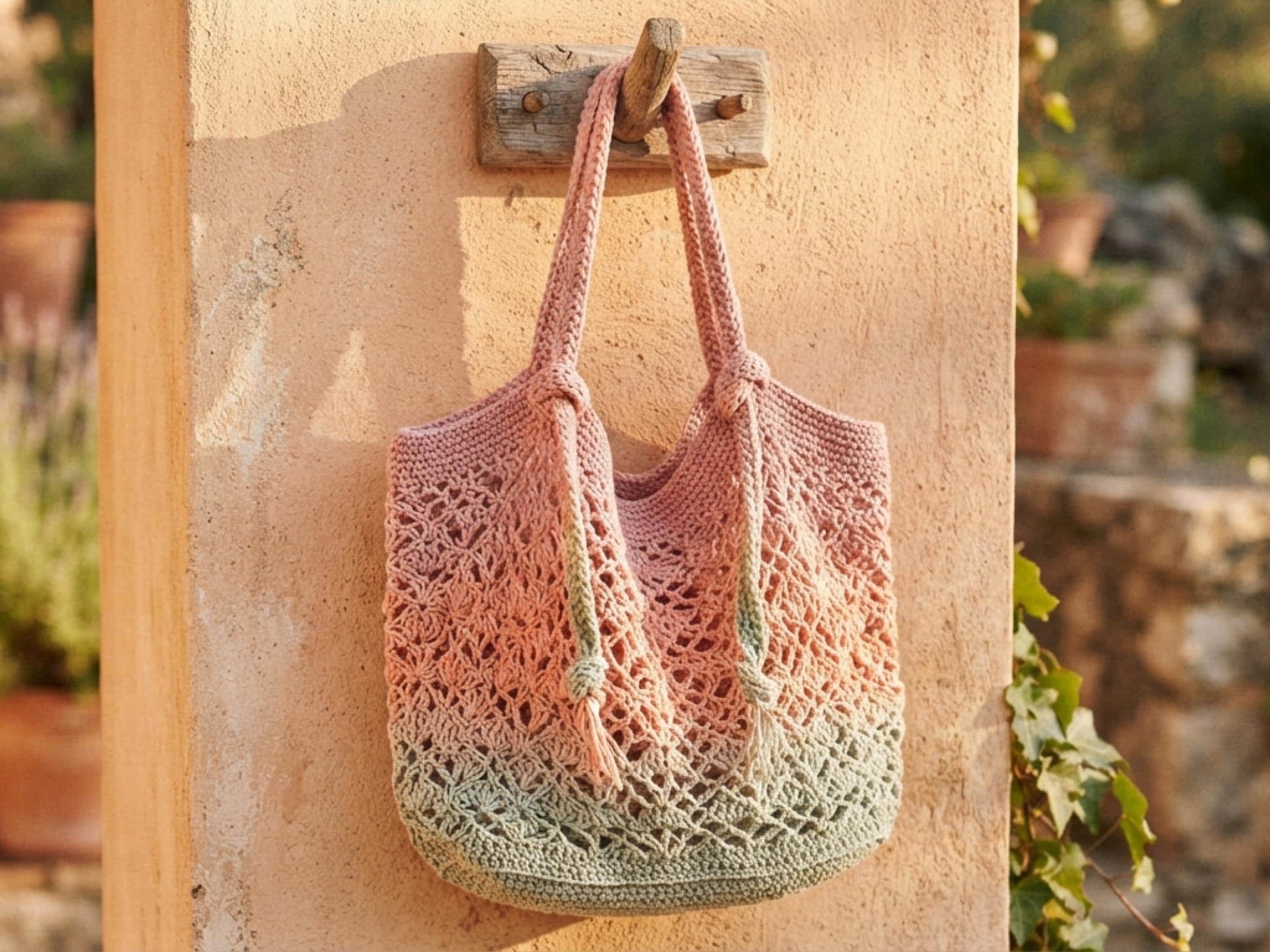 Ombré Mesh Market Tote Crochet Pattern PDF | Open Weave Gradient Bag DIY | Boho Summer Tote Tutorial
