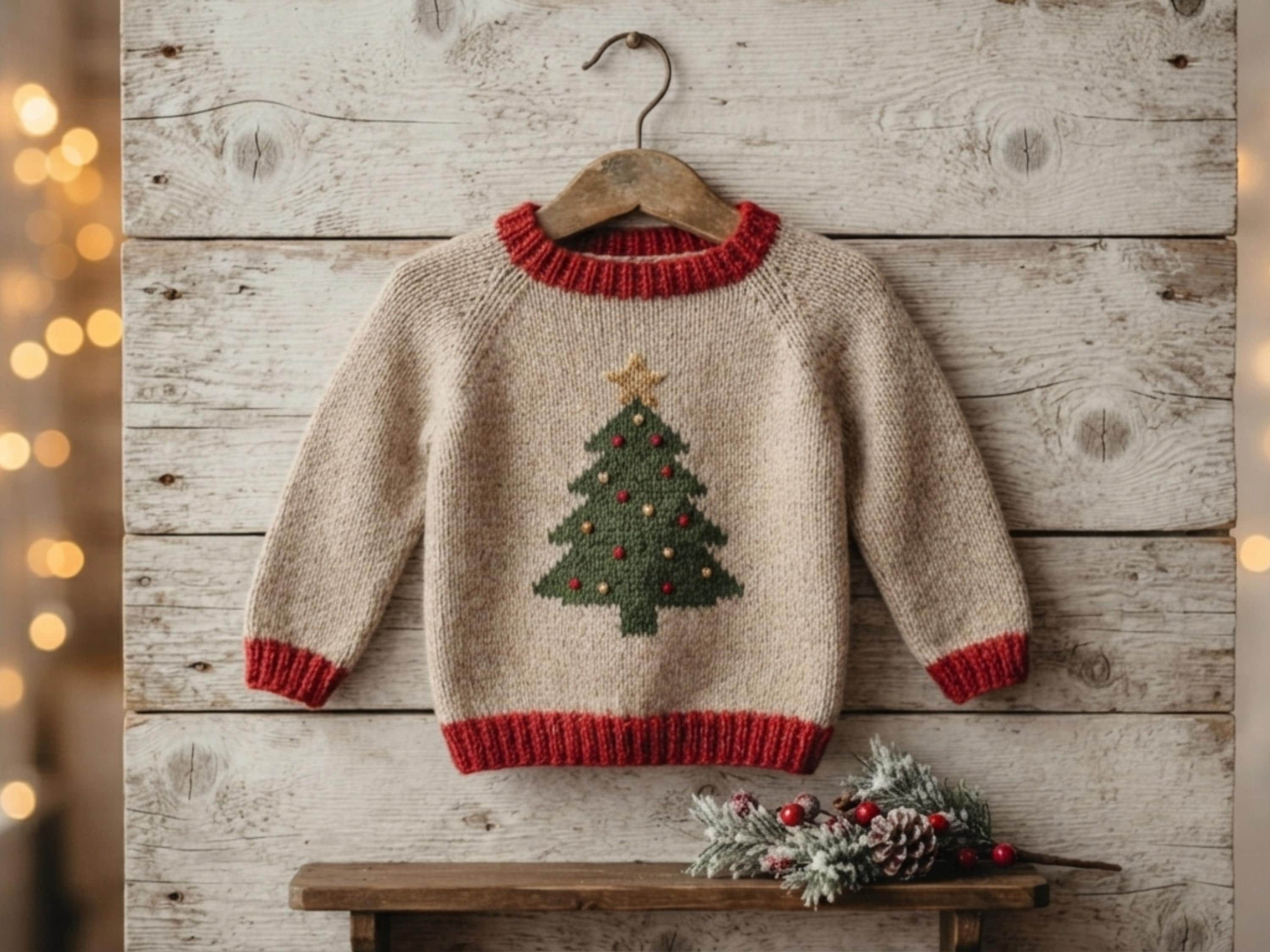 RETIREMENT SALE *Children's Christmas Tree Sweater Knitting Pattern (PDF Download)