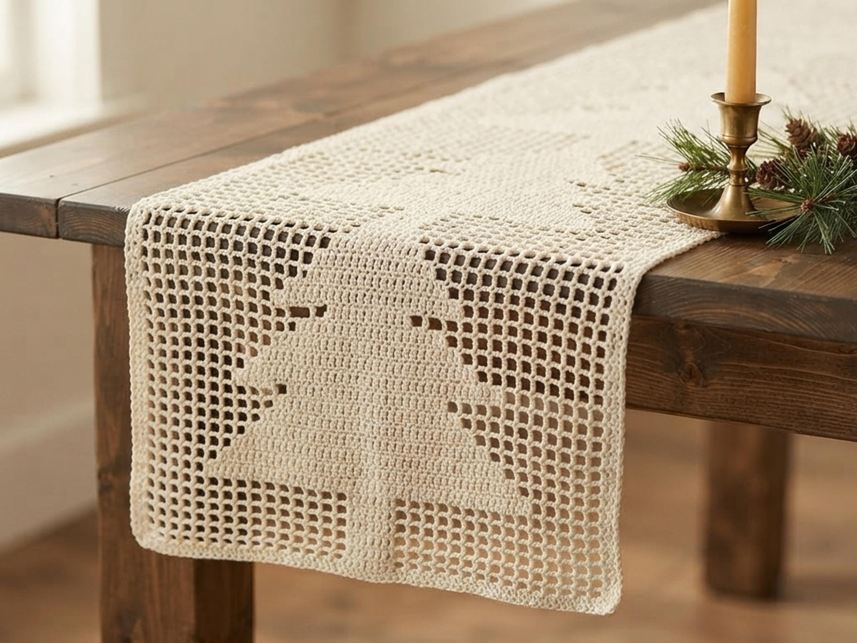 RETIREMENT SALE *Filet Crochet Table Runner PATTERN: Christmas Tree Holiday Decor (Digital Download)