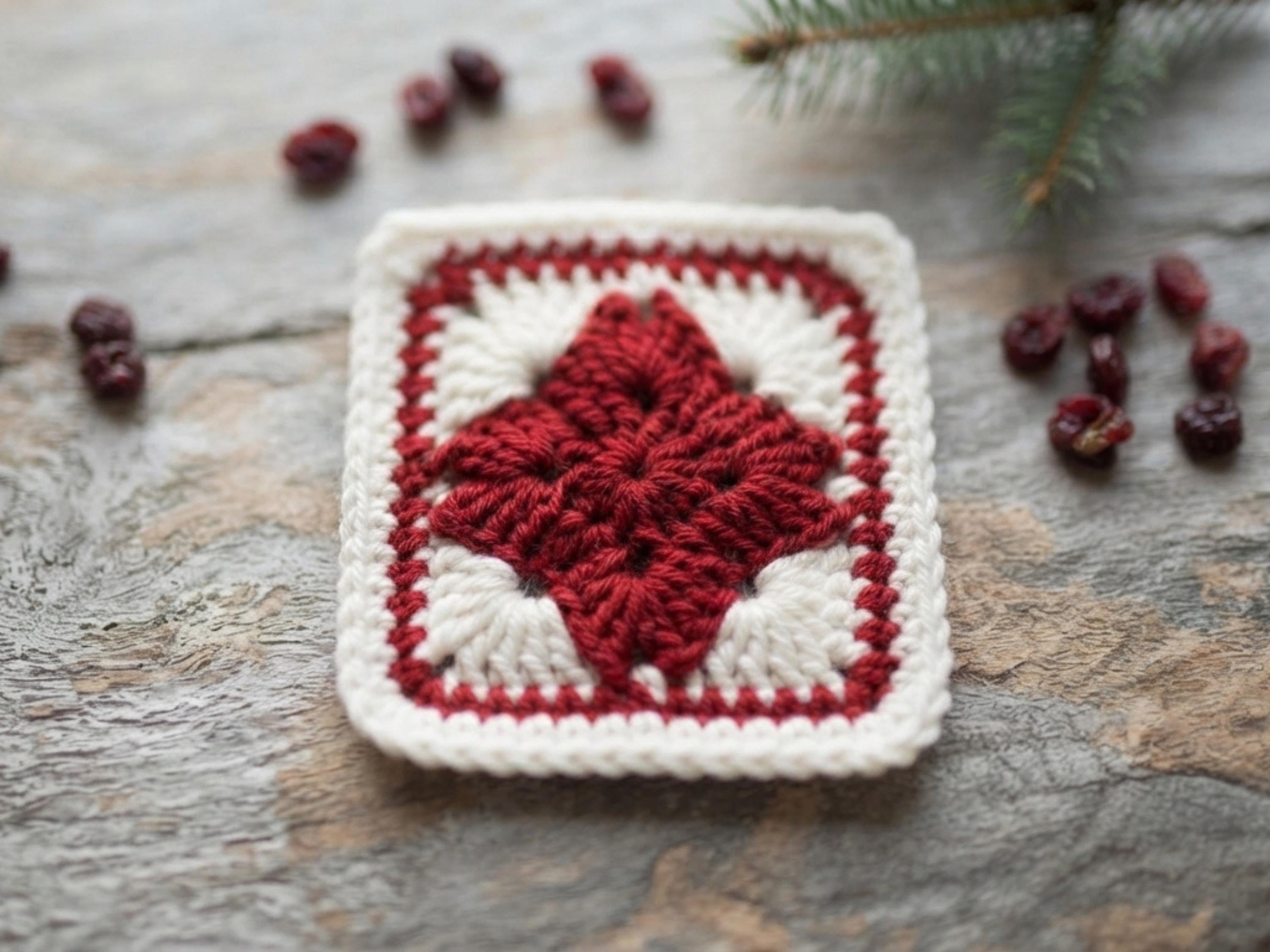 Star Granny Coaster Crochet Pattern | Farmhouse Christmas Coaster PDF | Easy Puff Stitch Star Motif | Digital Download (PDF Download)