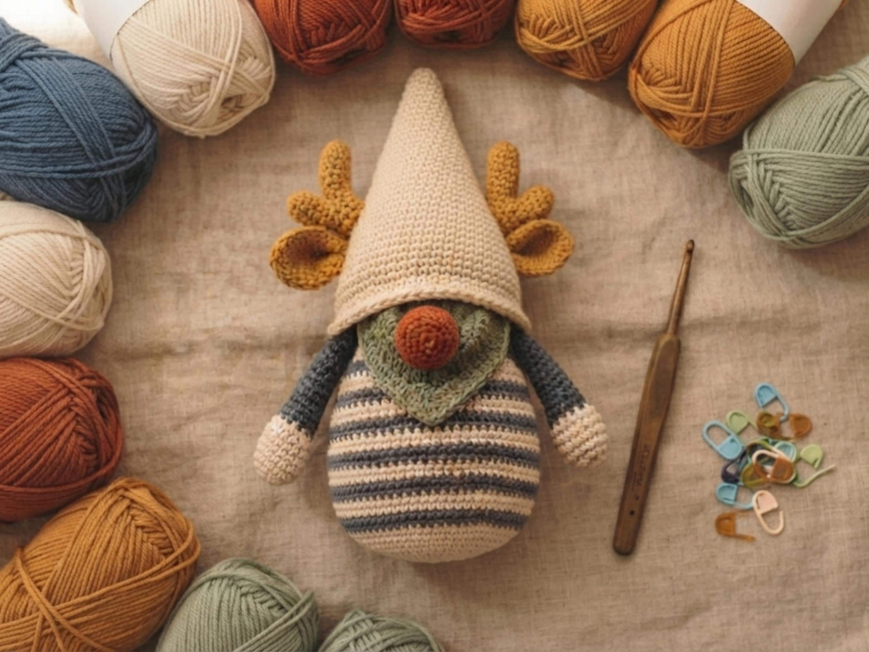 RETIREMENT SALE *Reindeer Gnome Crochet Pattern, Woodland Christmas Gnome Amigurumi, Easy PDF Tutorial, Farmhouse Holiday Decor, Beginner