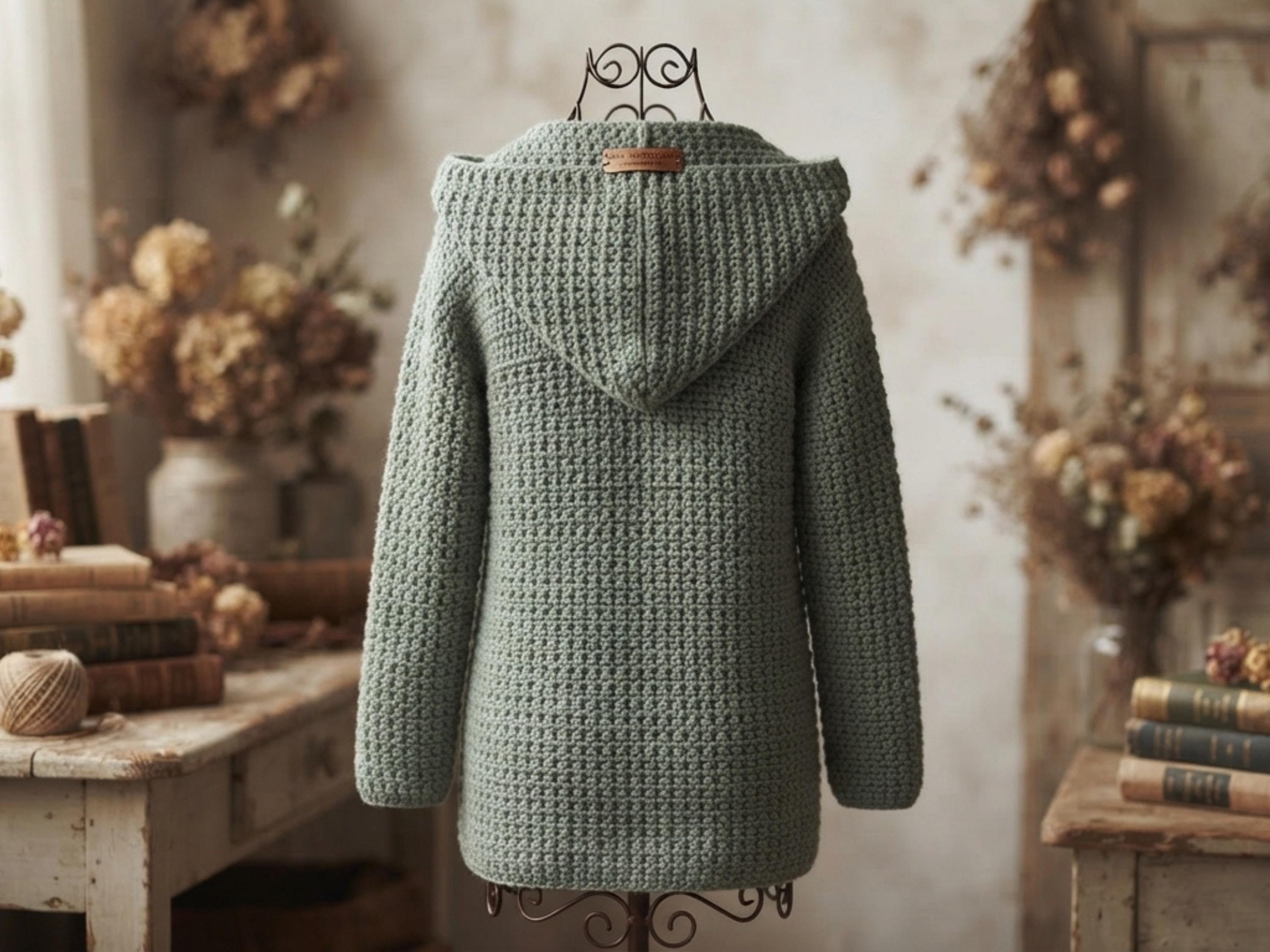 Crochet Pattern Womens jacket - Oversized Hooded Jacket Cardigan Coat |Chunky Bulky Crochet Design | Sizes S–XXL FREE crochet journal