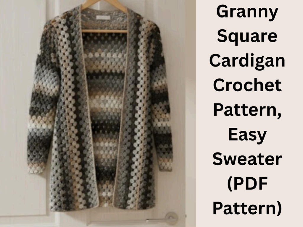 Granny Square Cardigan Crochet Pattern, Easy Sweater (PDF Pattern)