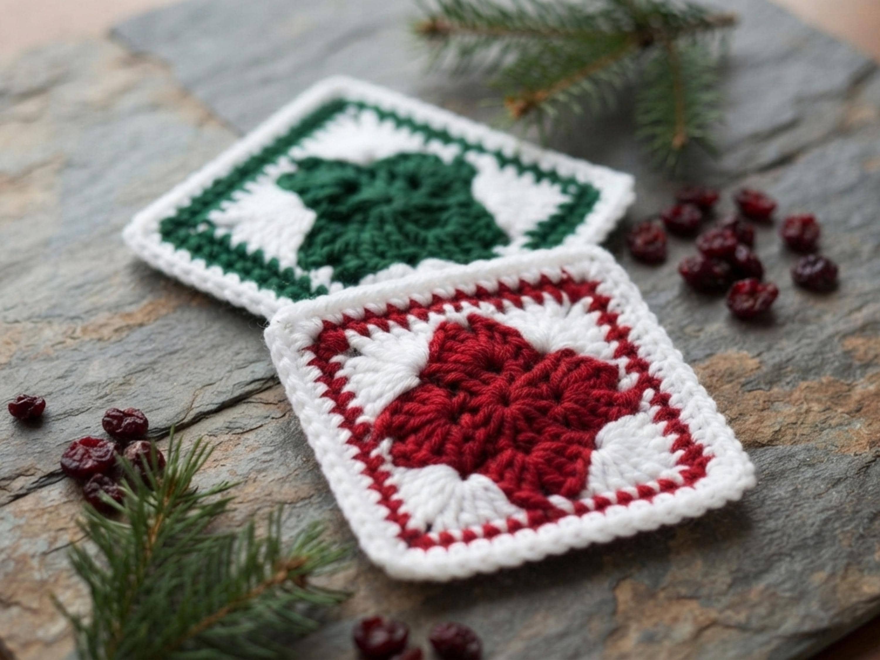 Star Granny Coaster Crochet Pattern | Farmhouse Christmas Coaster PDF | Easy Puff Stitch Star Motif | Digital Download (PDF Download)