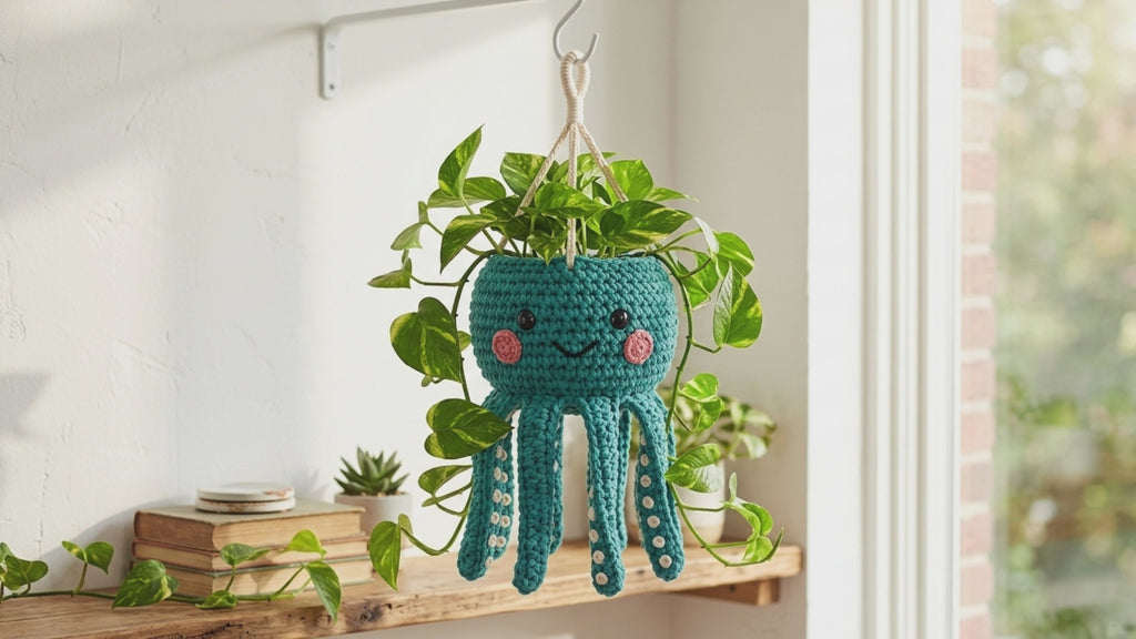 Octavia the Octopus Hanging Planter Crochet Pattern | Tentacle Plant Hanger PDF | Boho Home Decor